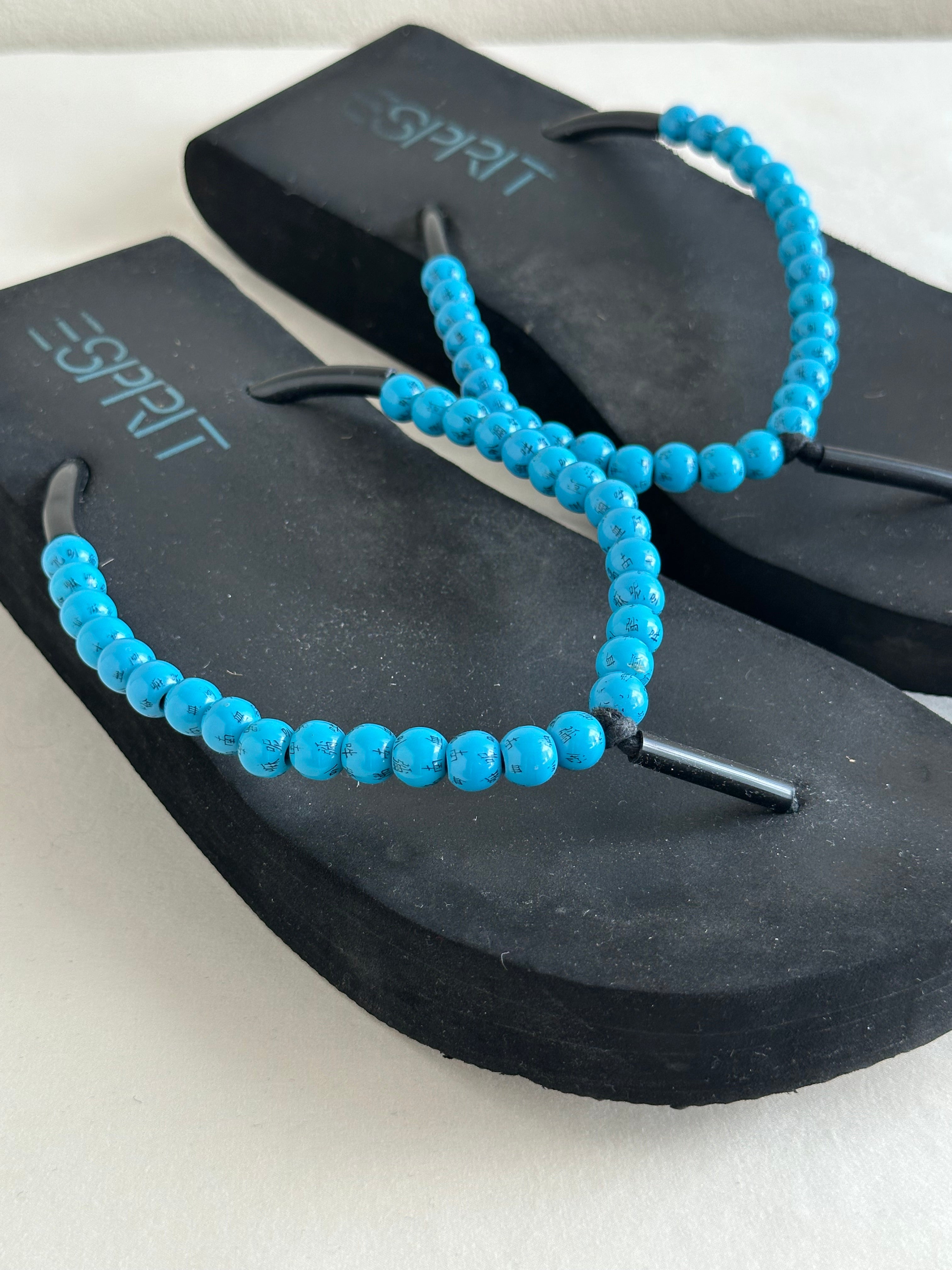 Y2K Espirit Beaded Platform Flip Flops