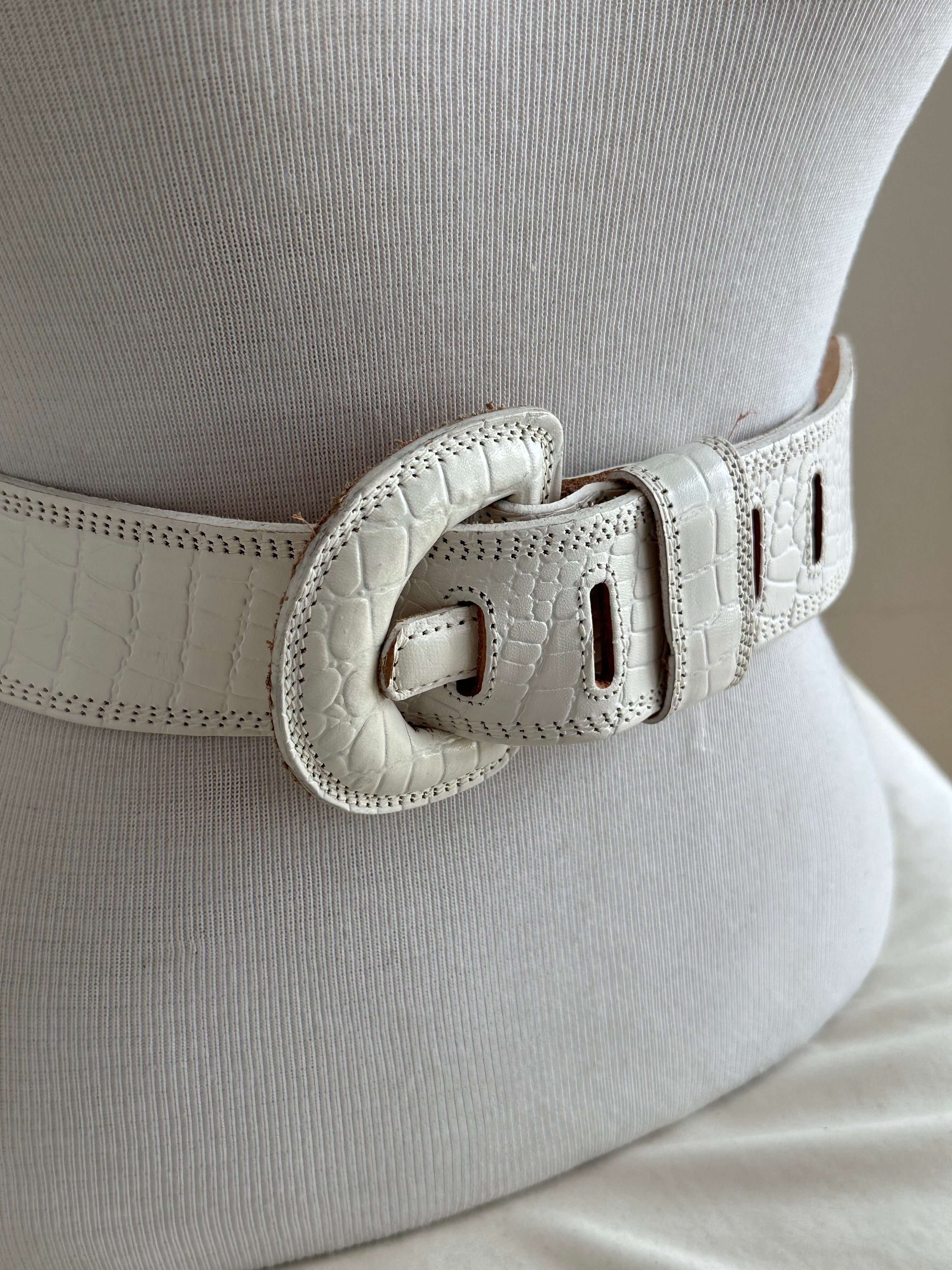 Morgan Taylor Croc-Embossed Leather Belt