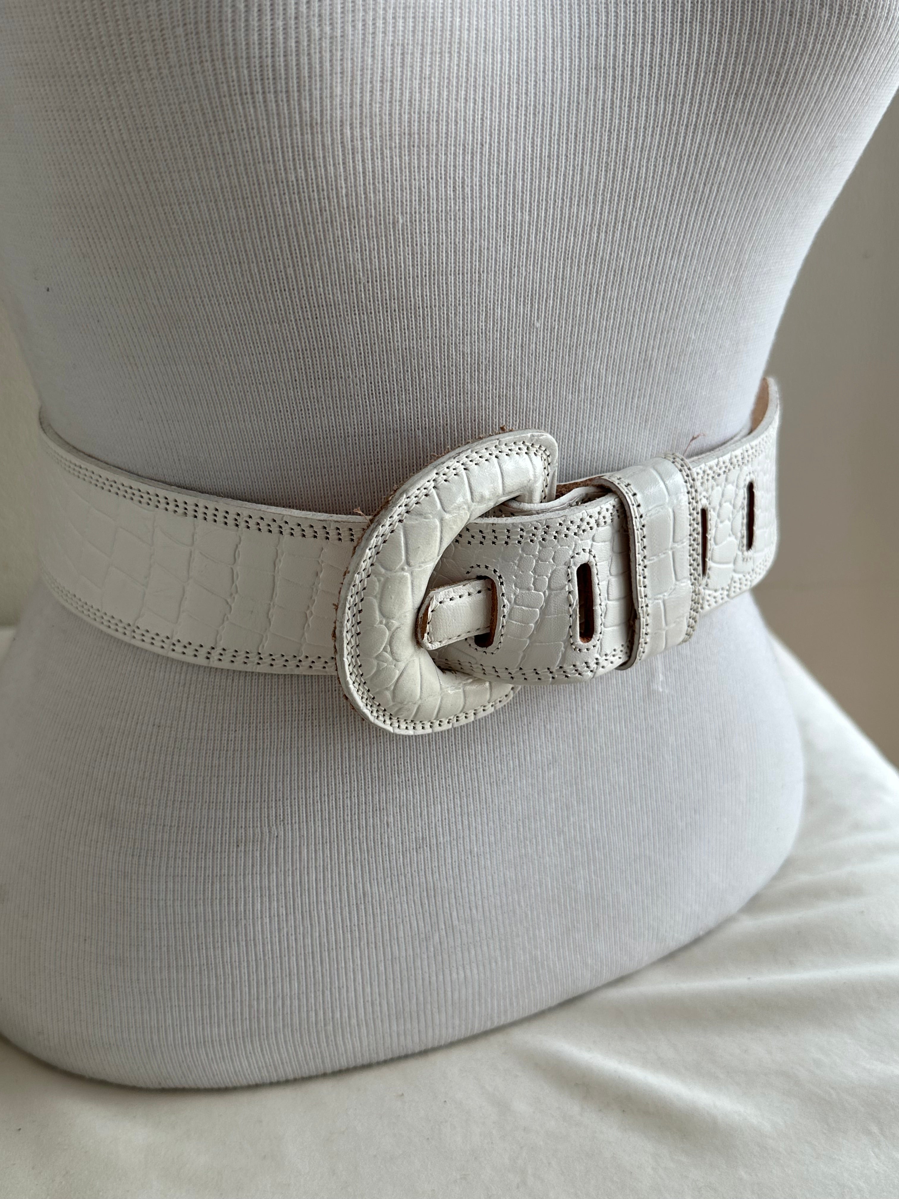 Morgan Taylor Croc-Embossed Leather Belt