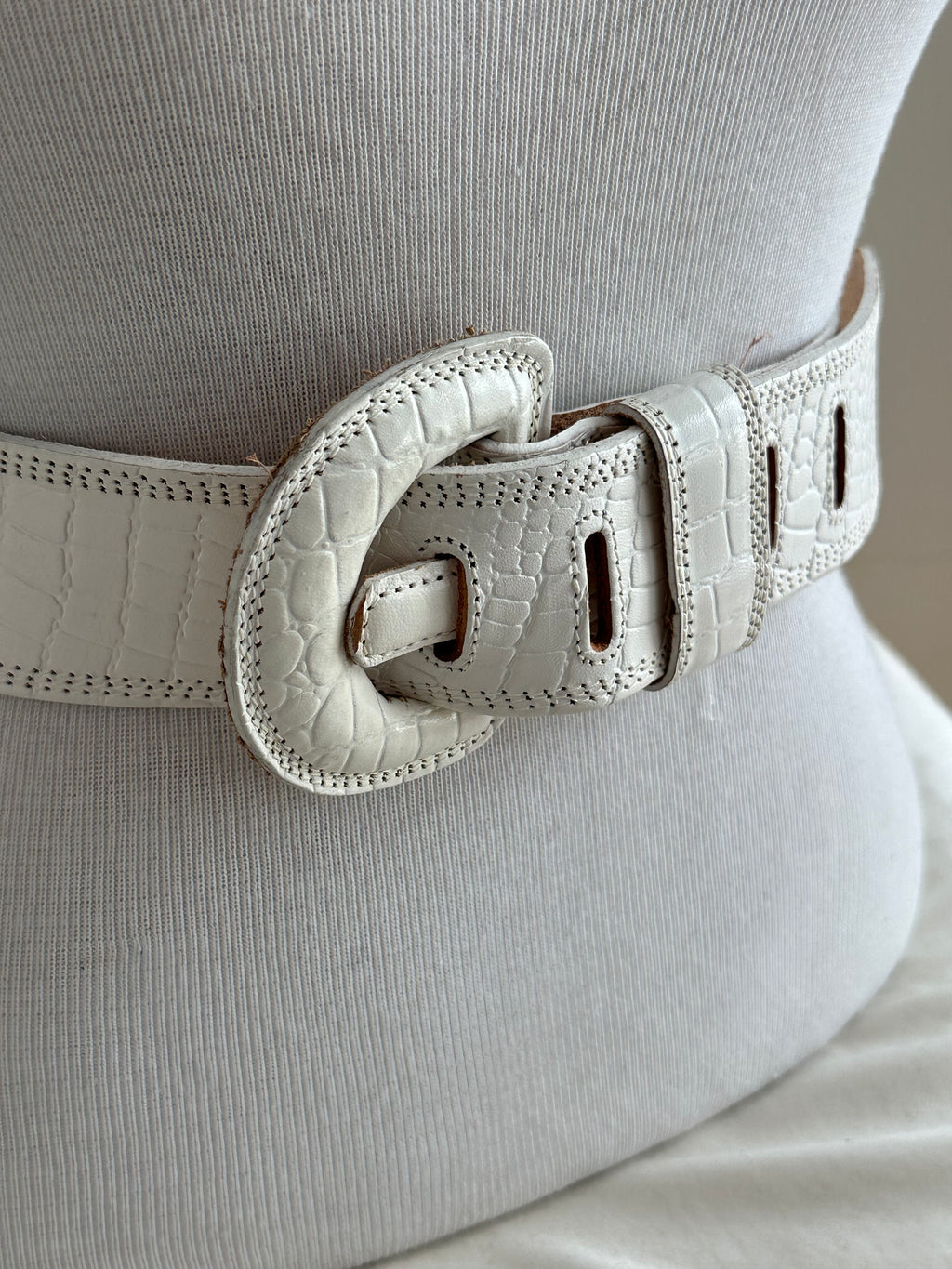 Morgan Taylor Croc-Embossed Leather Belt