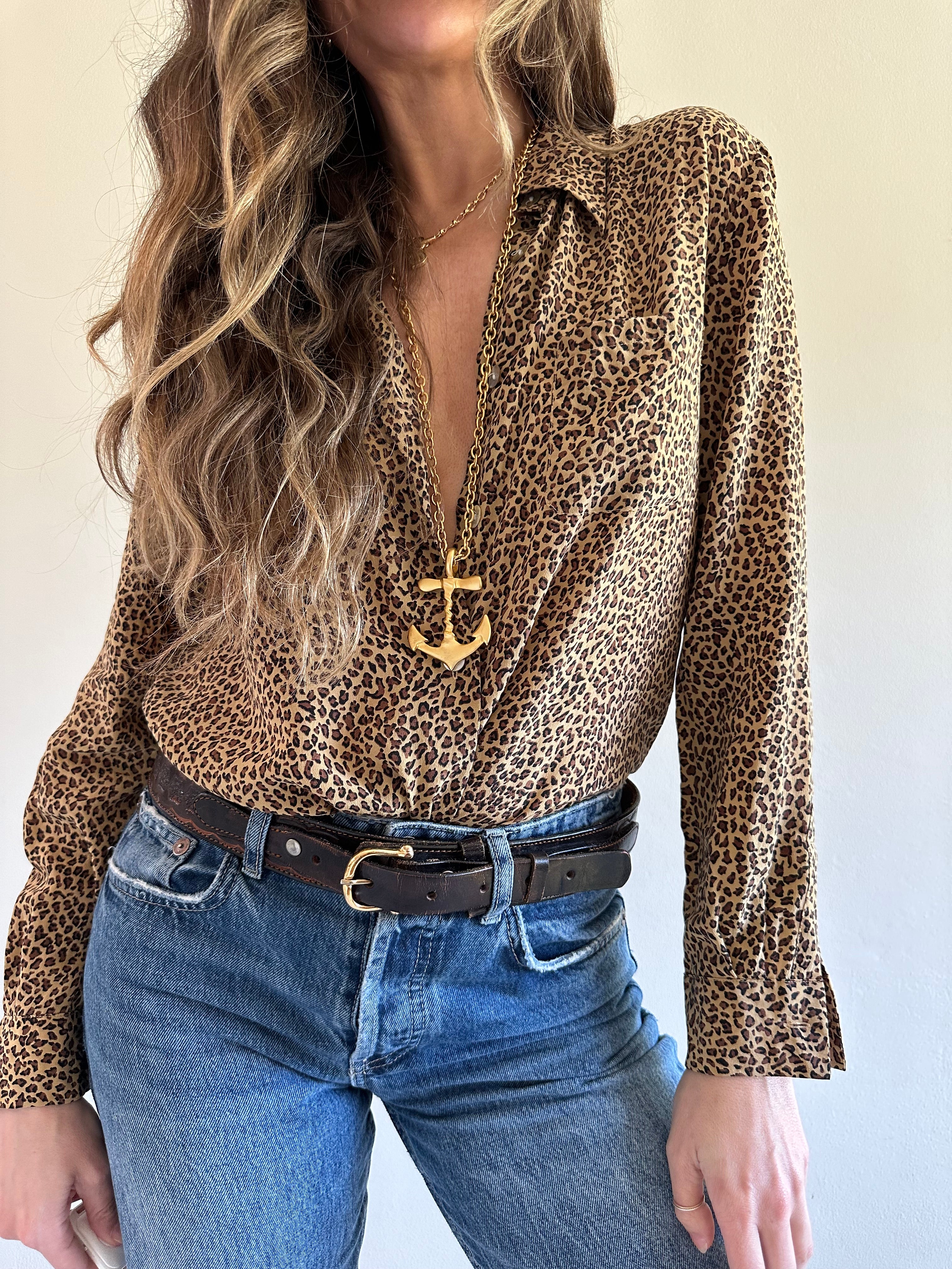 Vintage Brushed Gold Anchor Pendant Necklace