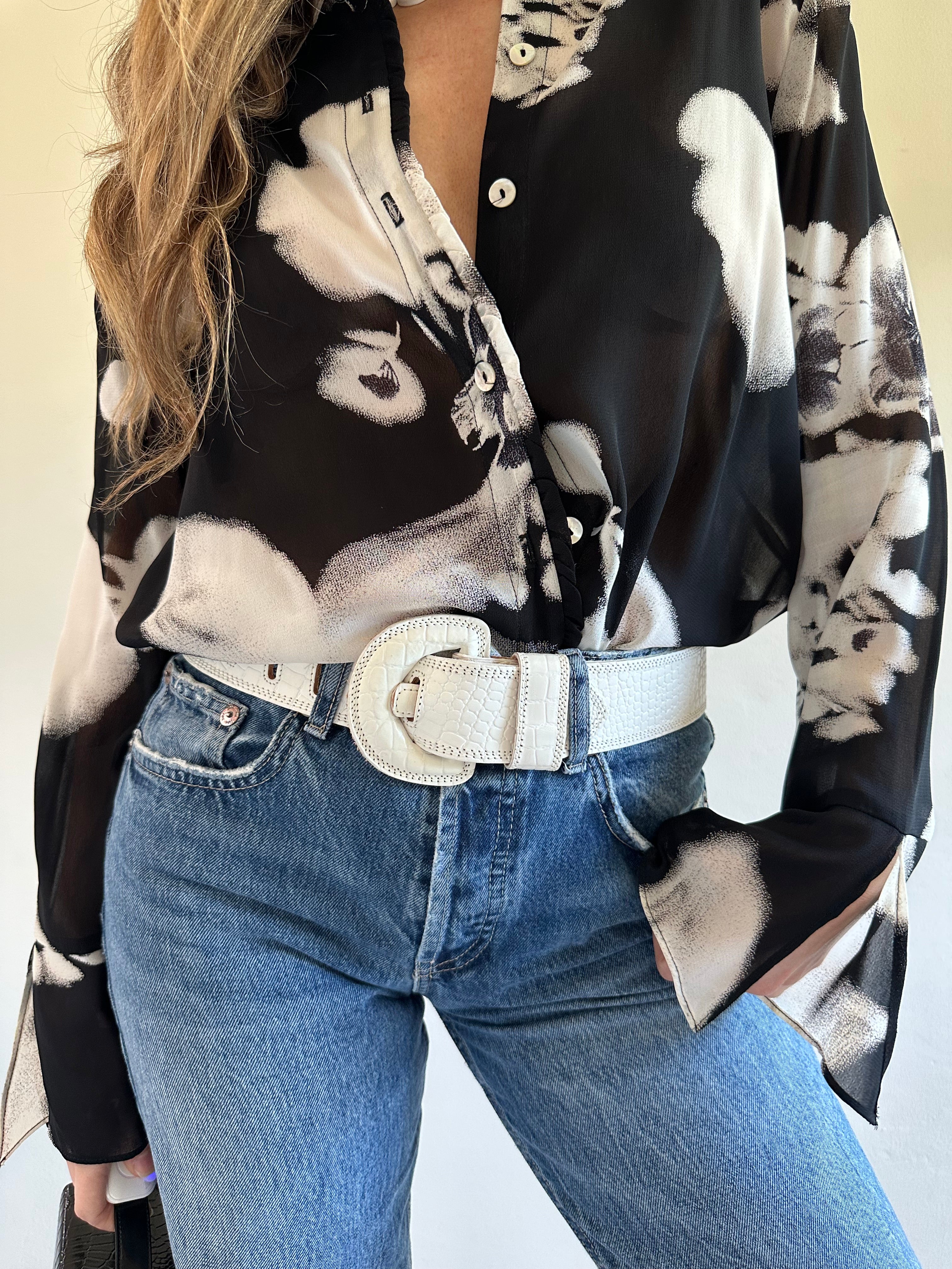 Morgan Taylor Croc-Embossed Leather Belt