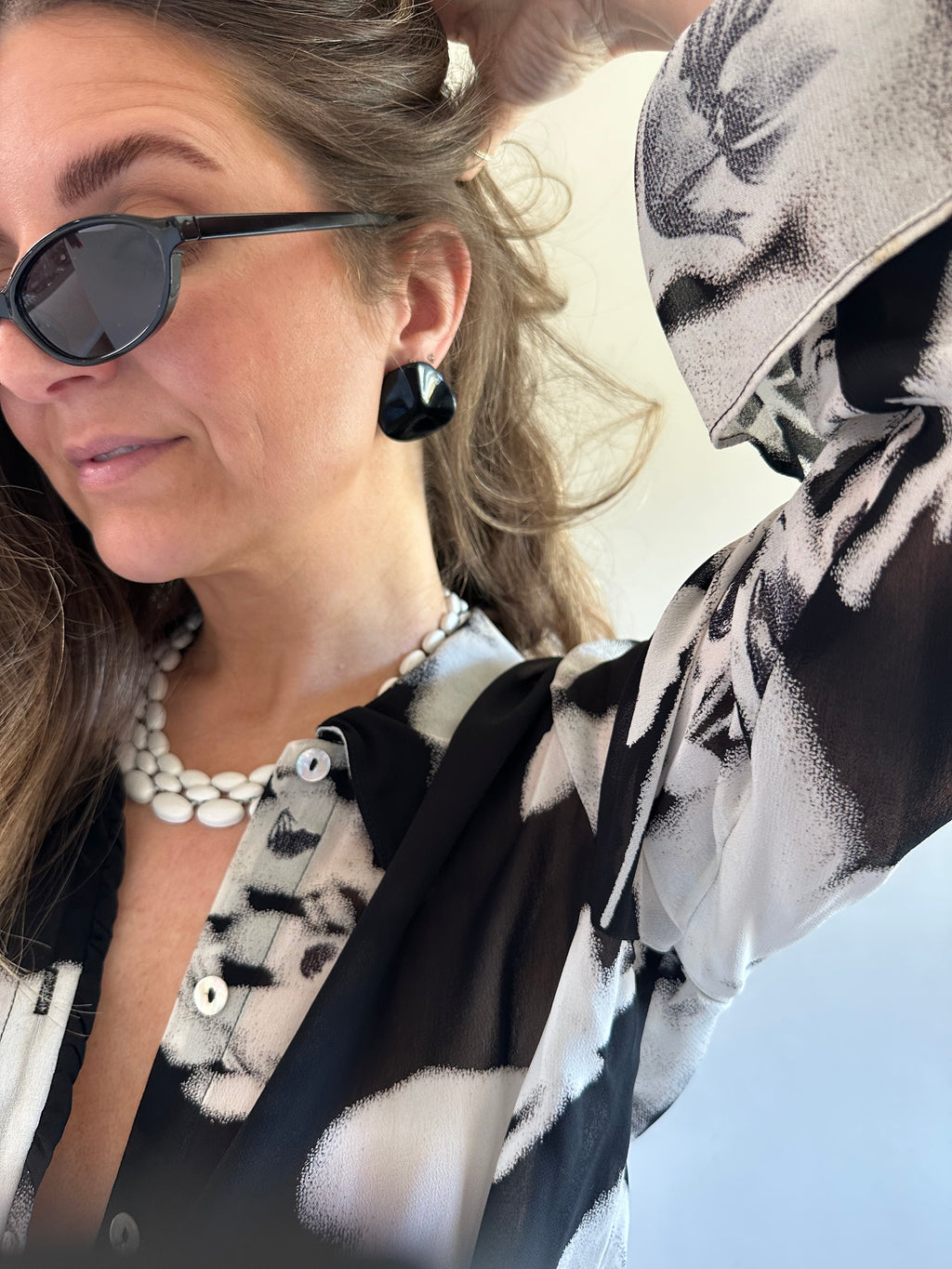 Black Sculpted Resin Statement Earrings