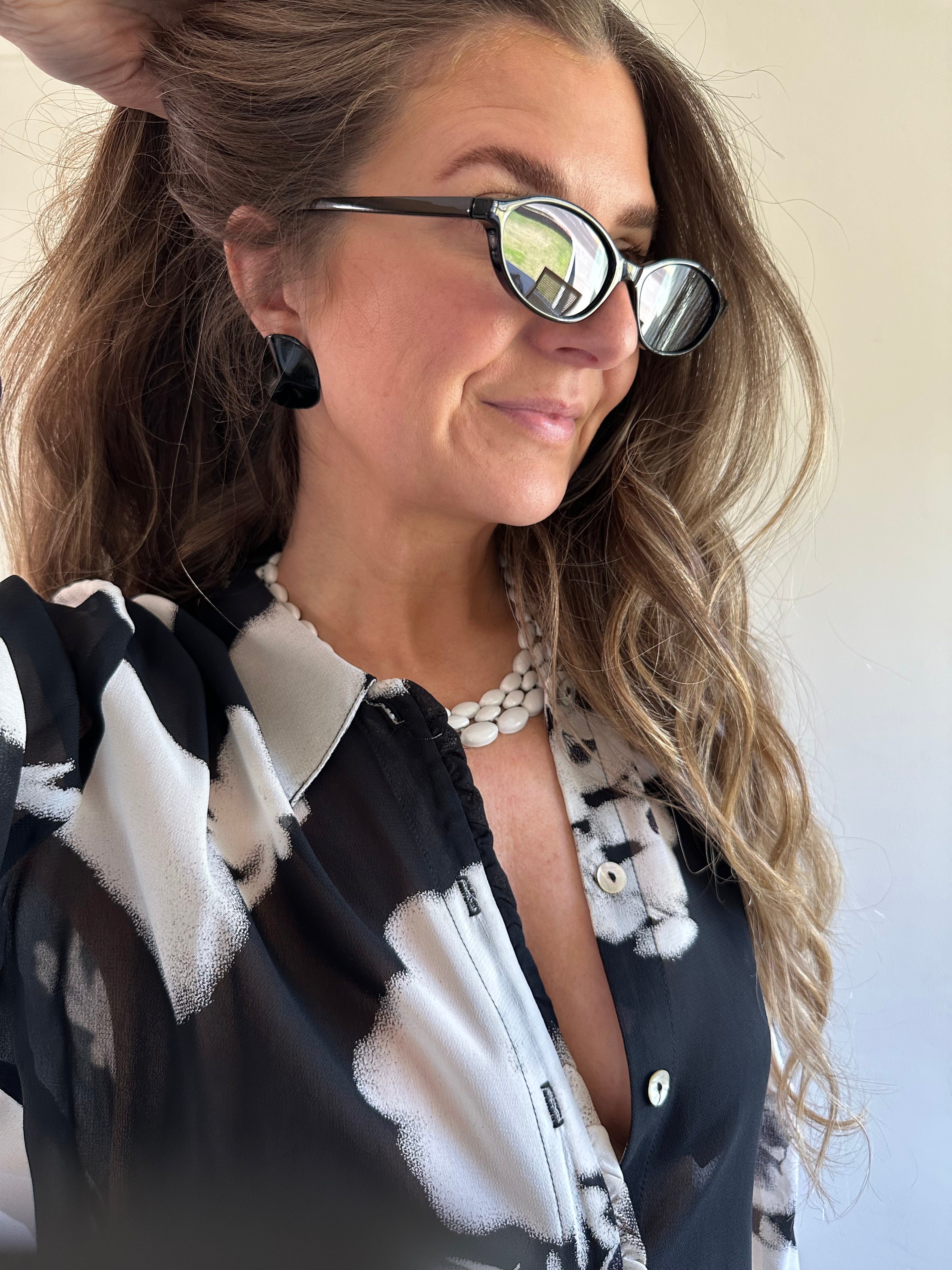 Black Sculpted Resin Statement Earrings