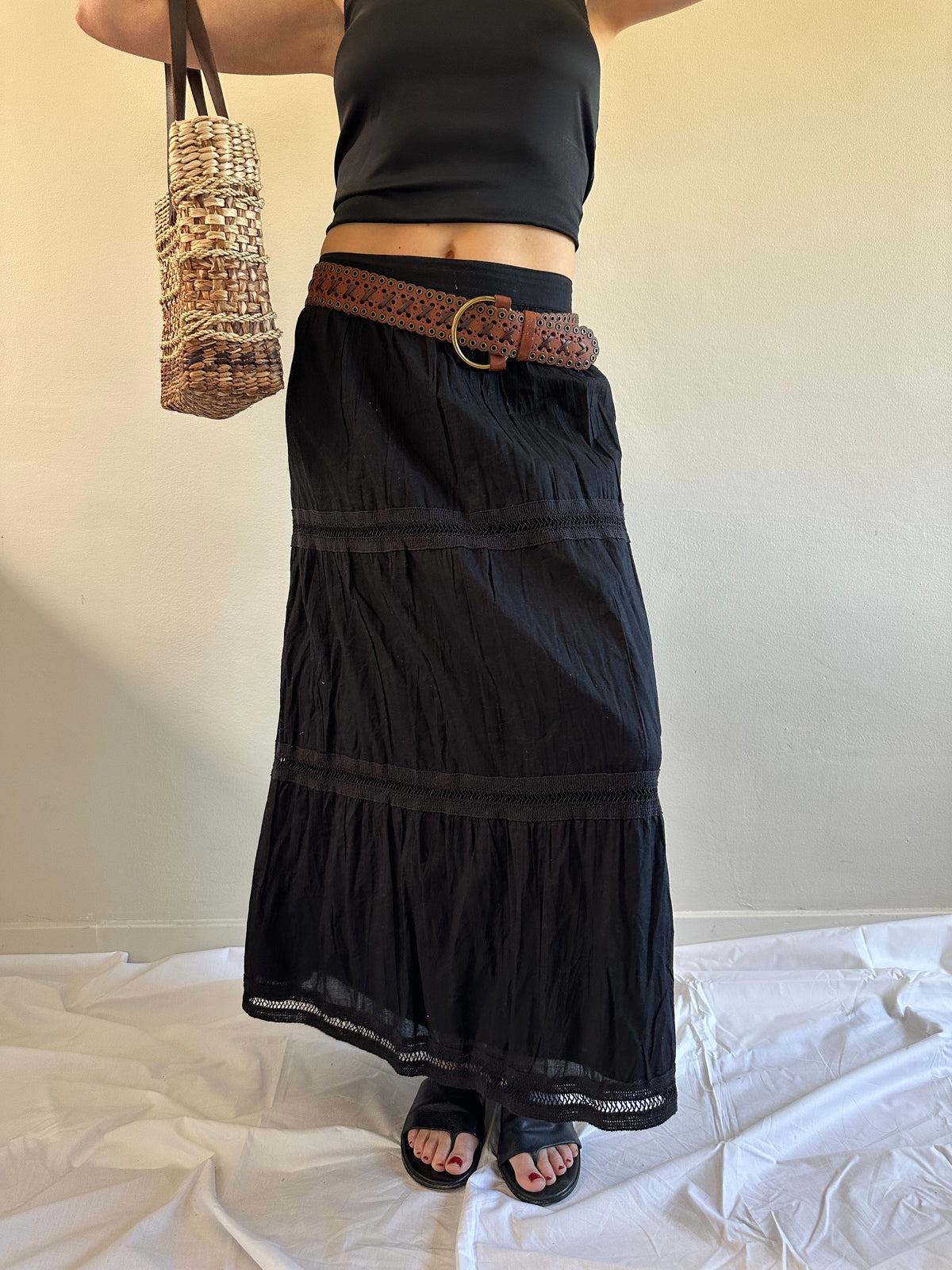Avenue Boho Tiered Maxi Skirt