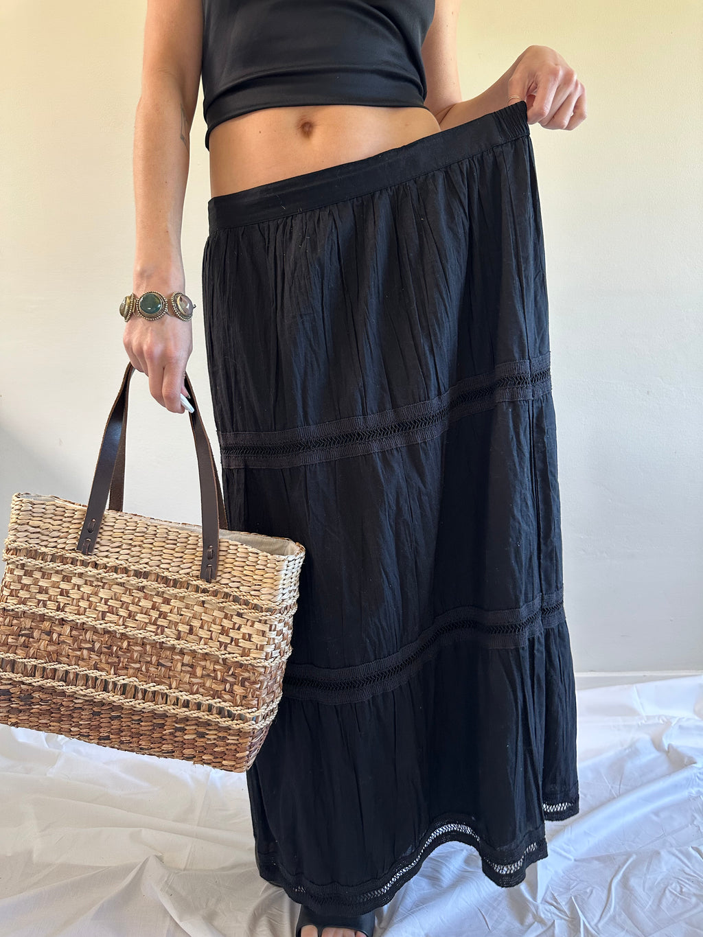 Avenue Boho Tiered Maxi Skirt