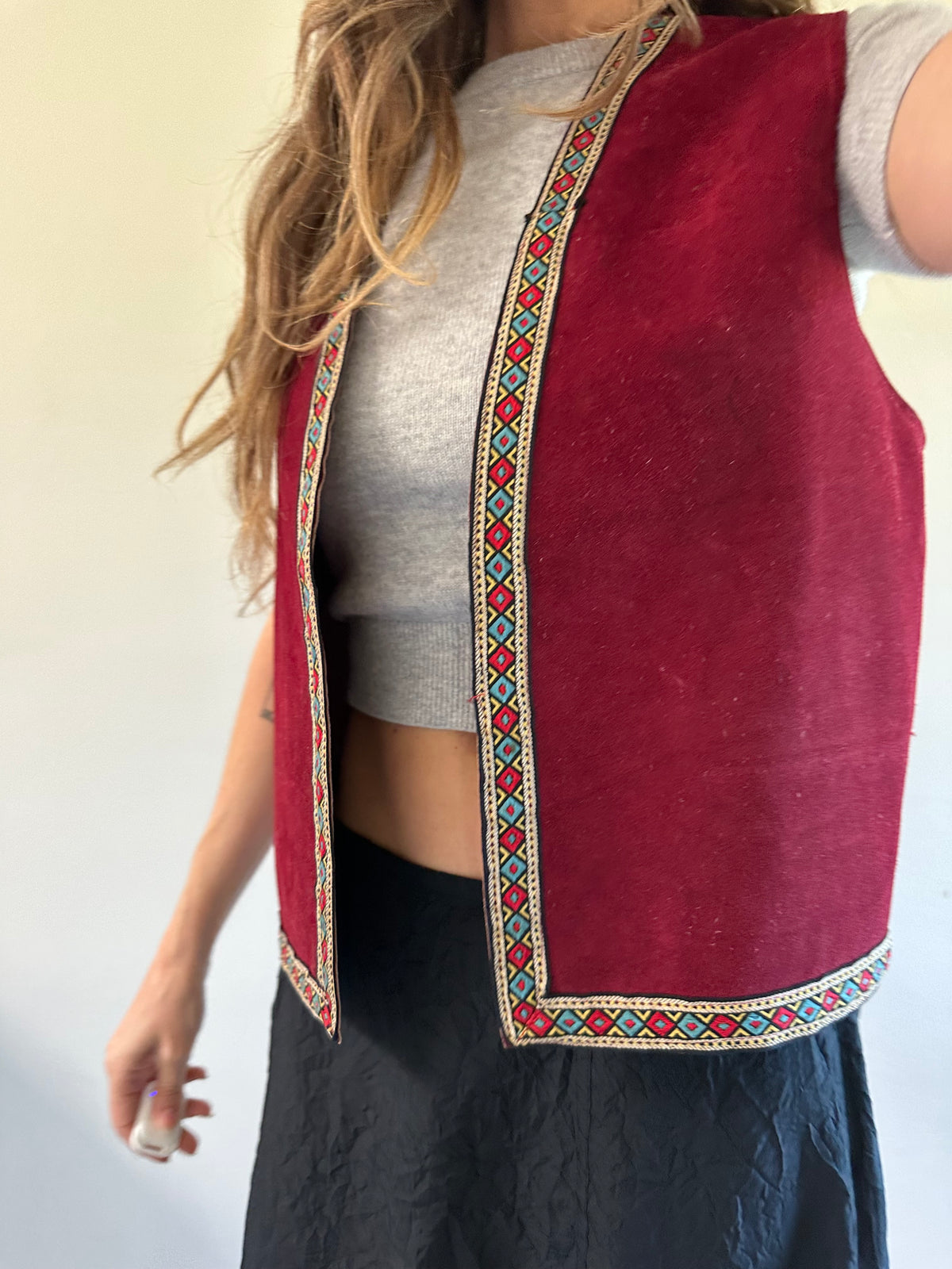 Vintage Suede Trimmed Vest