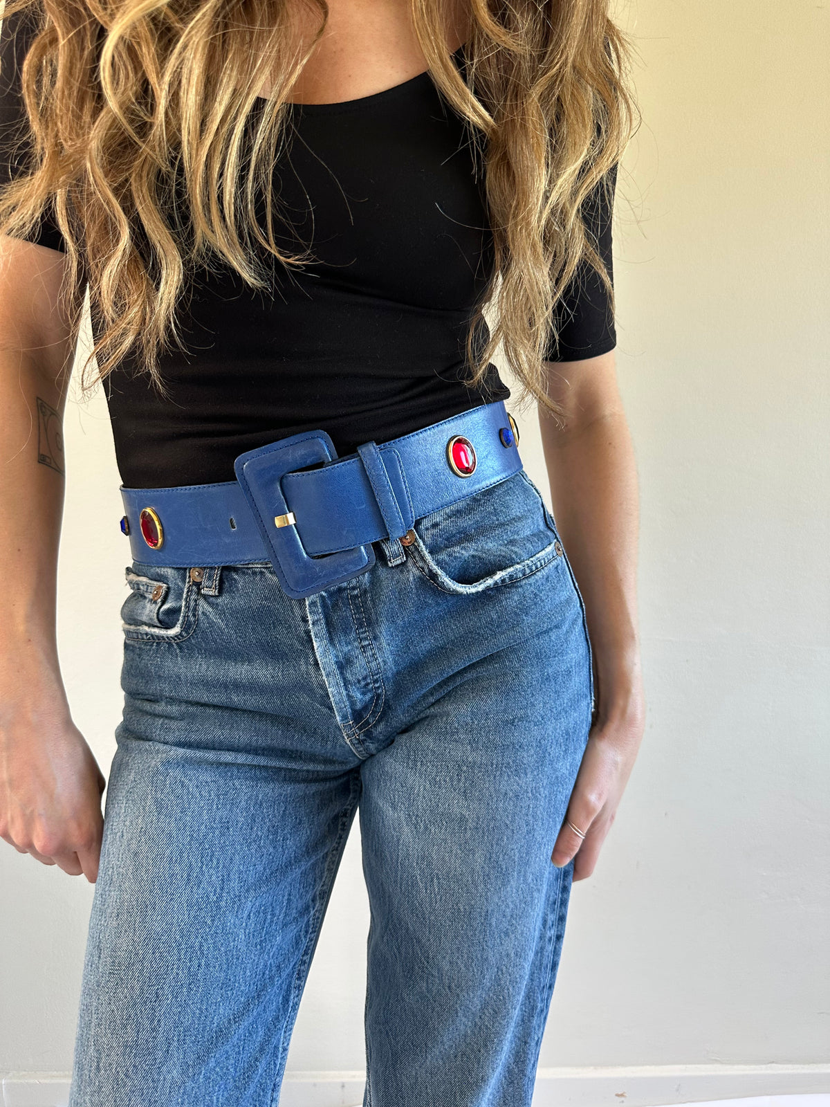 Escada Jewel-Embellished Leather Belt (1980s)