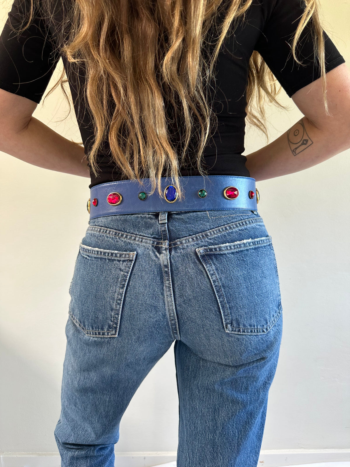 Escada Jewel-Embellished Leather Belt (1980s)