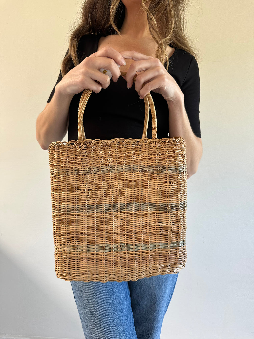 Basket Weave Wicker Bag