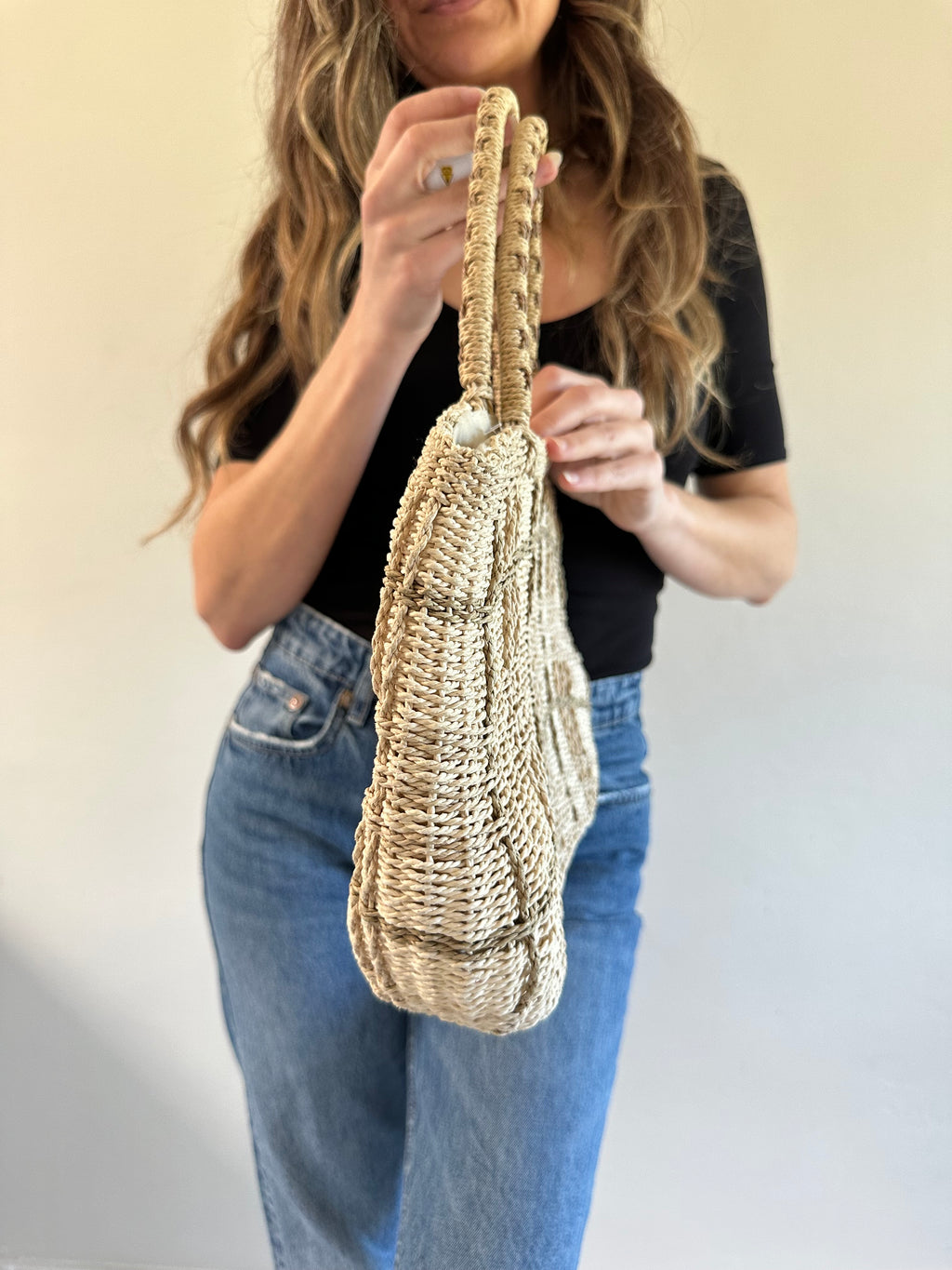 Woven Straw Shoulder Bag