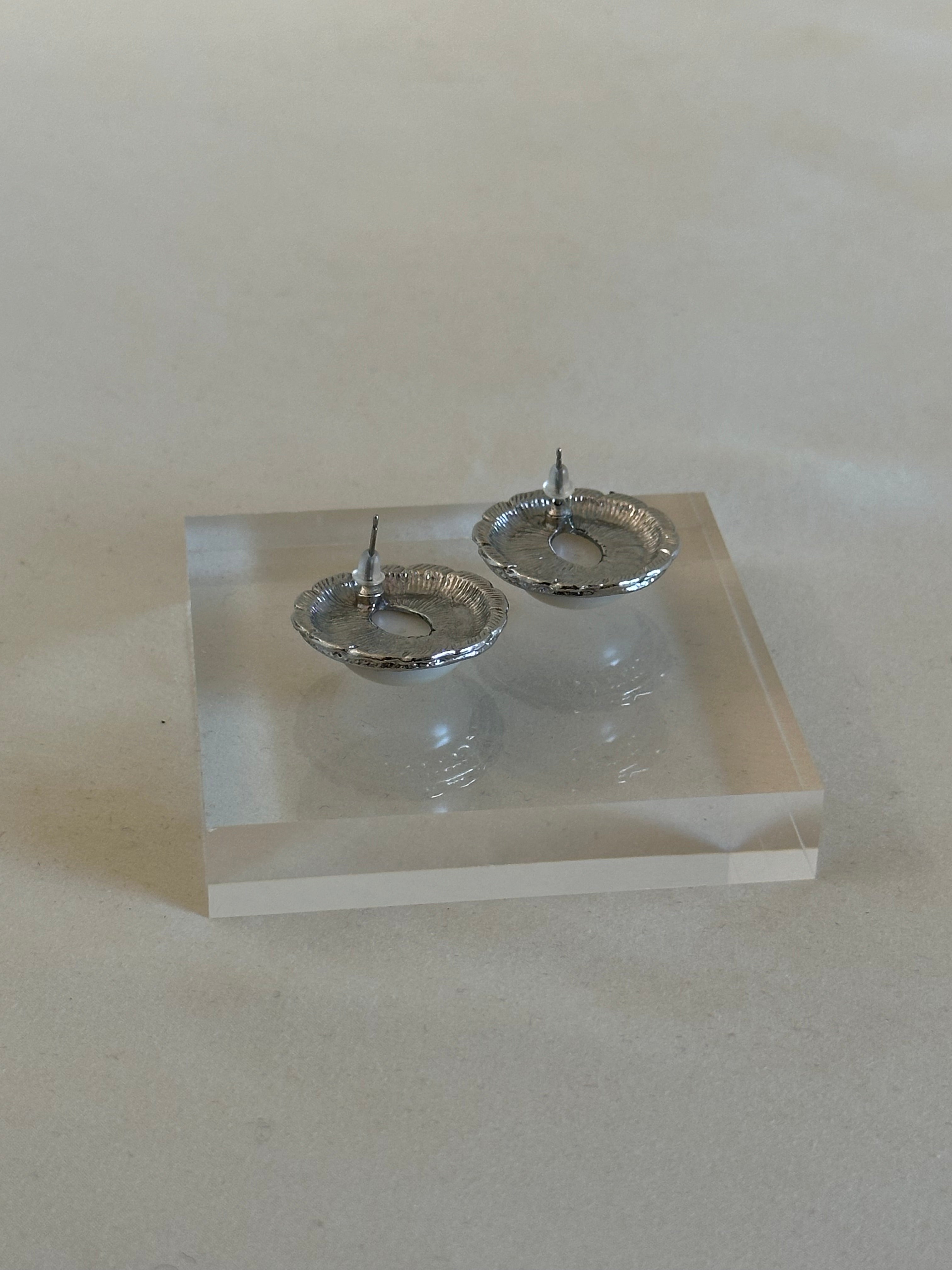 Faux Pearl Cabochon Earrings