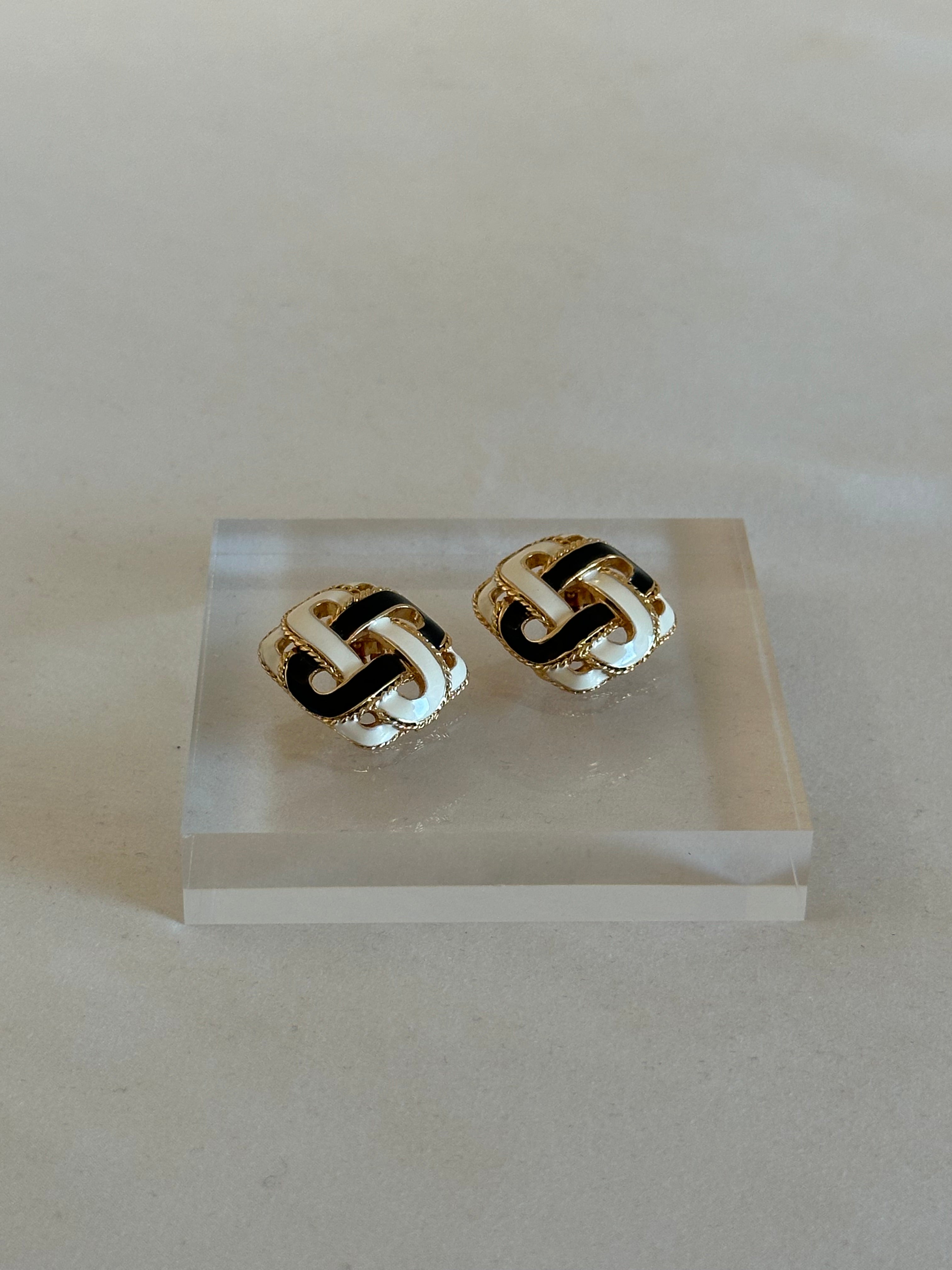 Knot Enamel Clip On Earrings