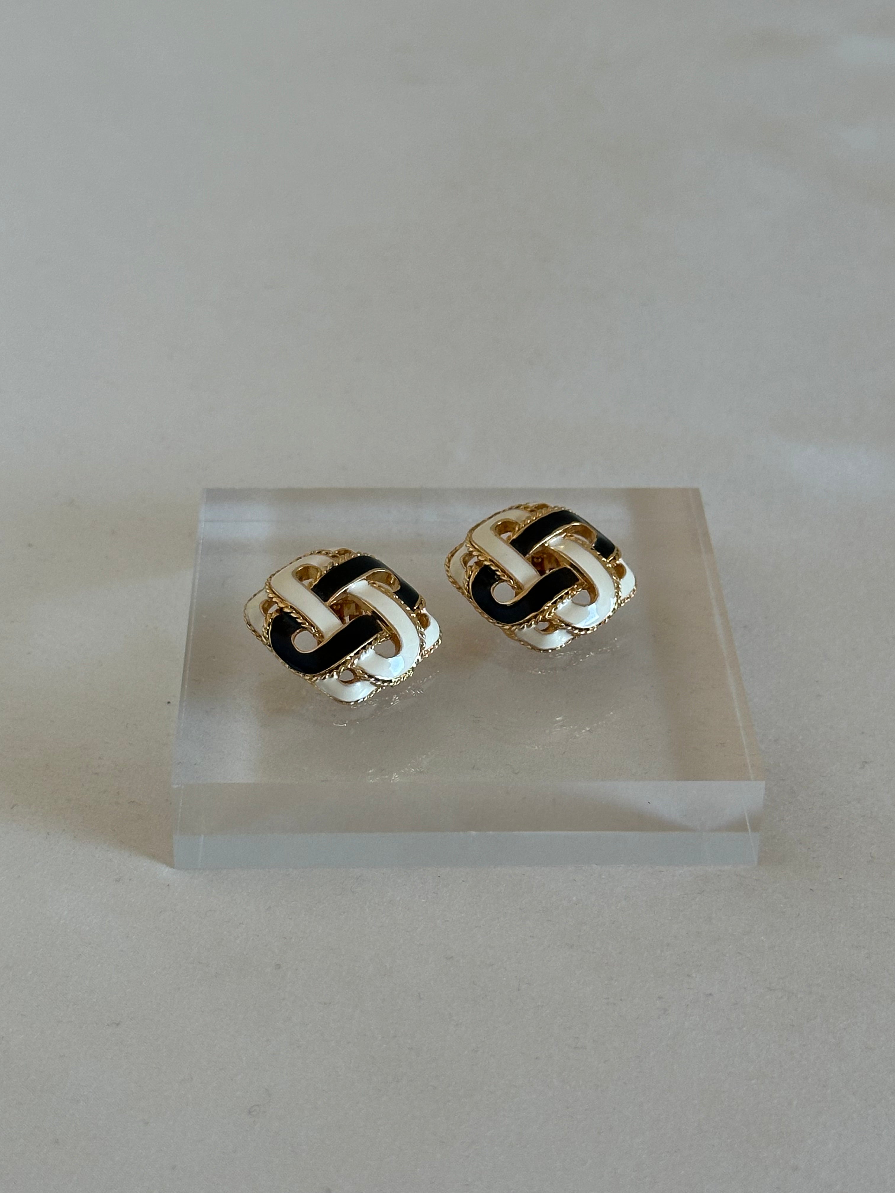 Knot Enamel Clip On Earrings