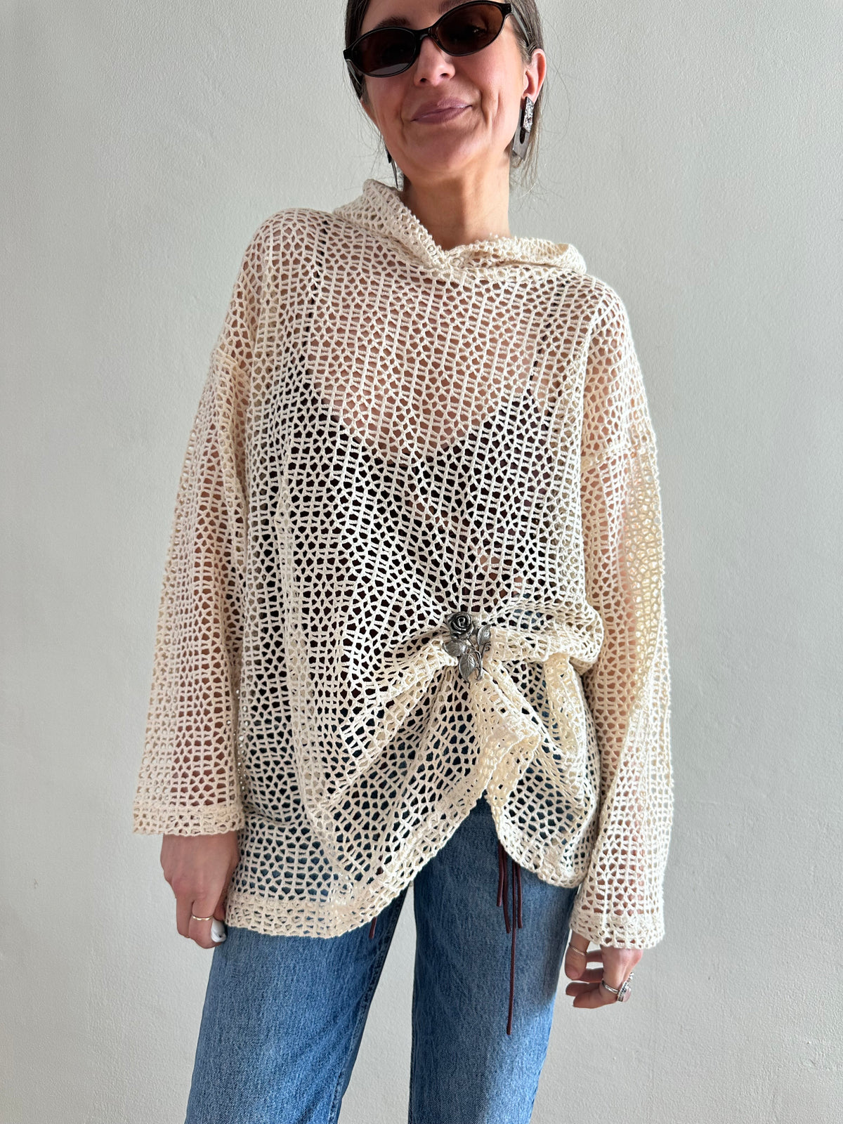 Fast Open-Knit Hooded Top or Cover-Up