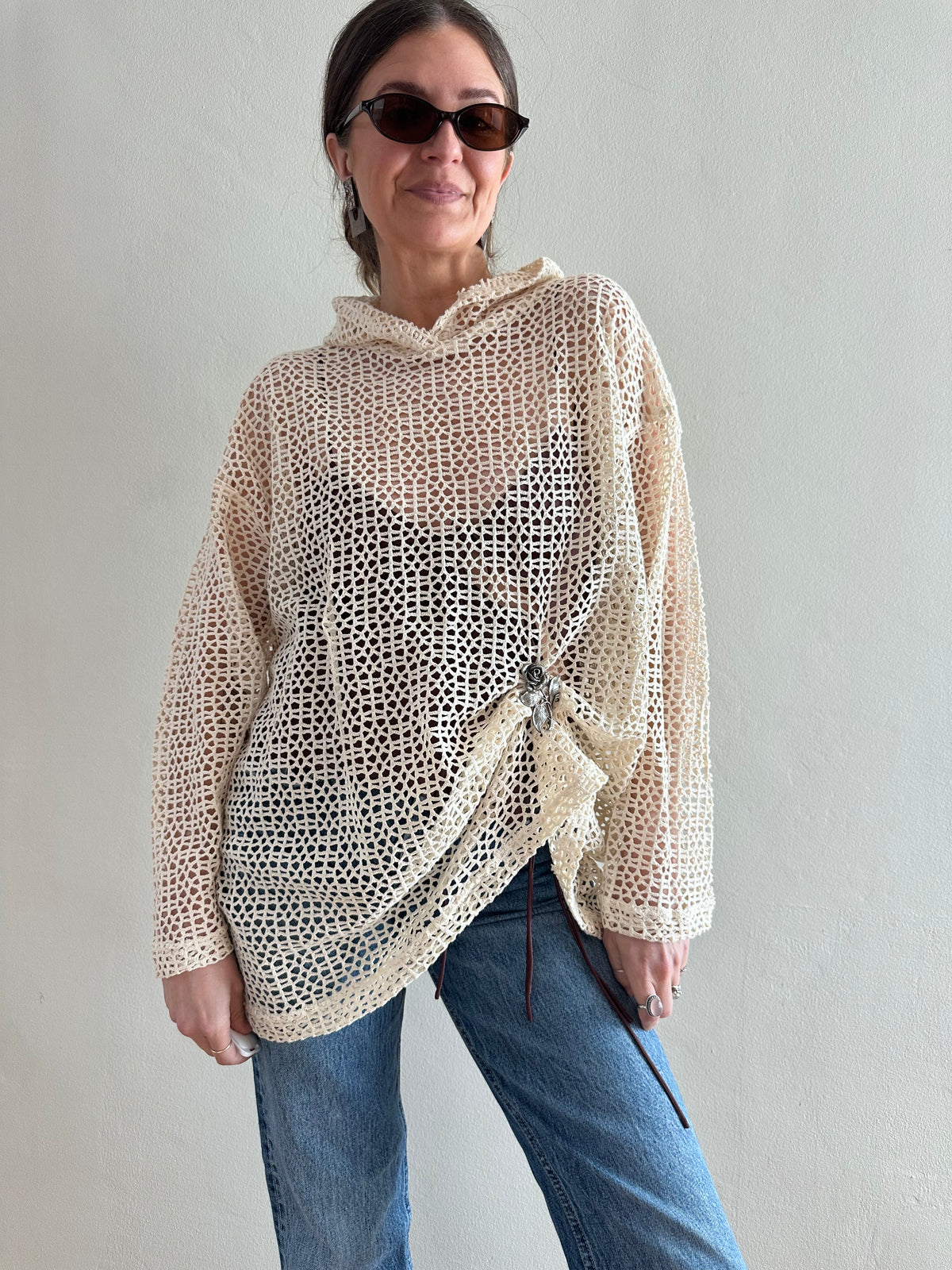 Fast Open-Knit Hooded Top or Cover-Up