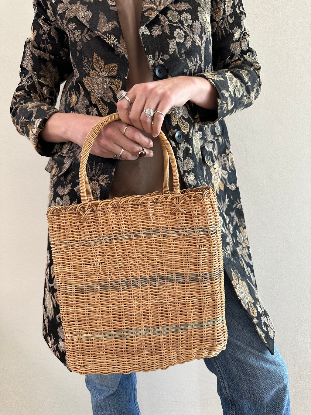 Basket Weave Wicker Bag