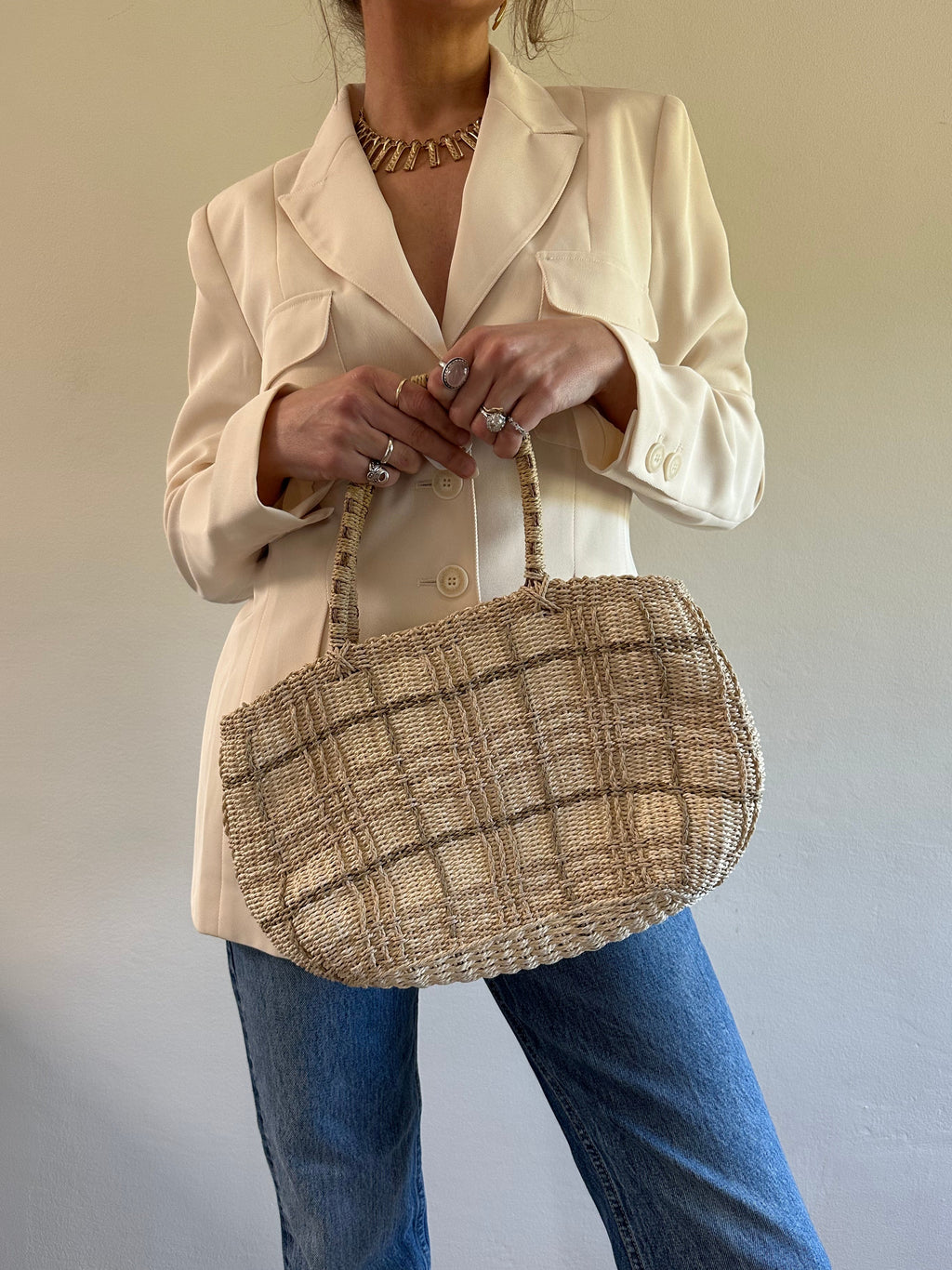 Woven Straw Shoulder Bag