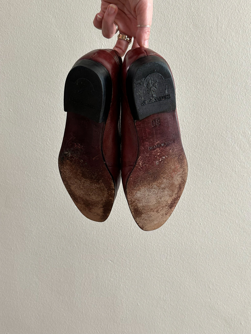 Burnished Leather Croc-Embossed Penny Loafers