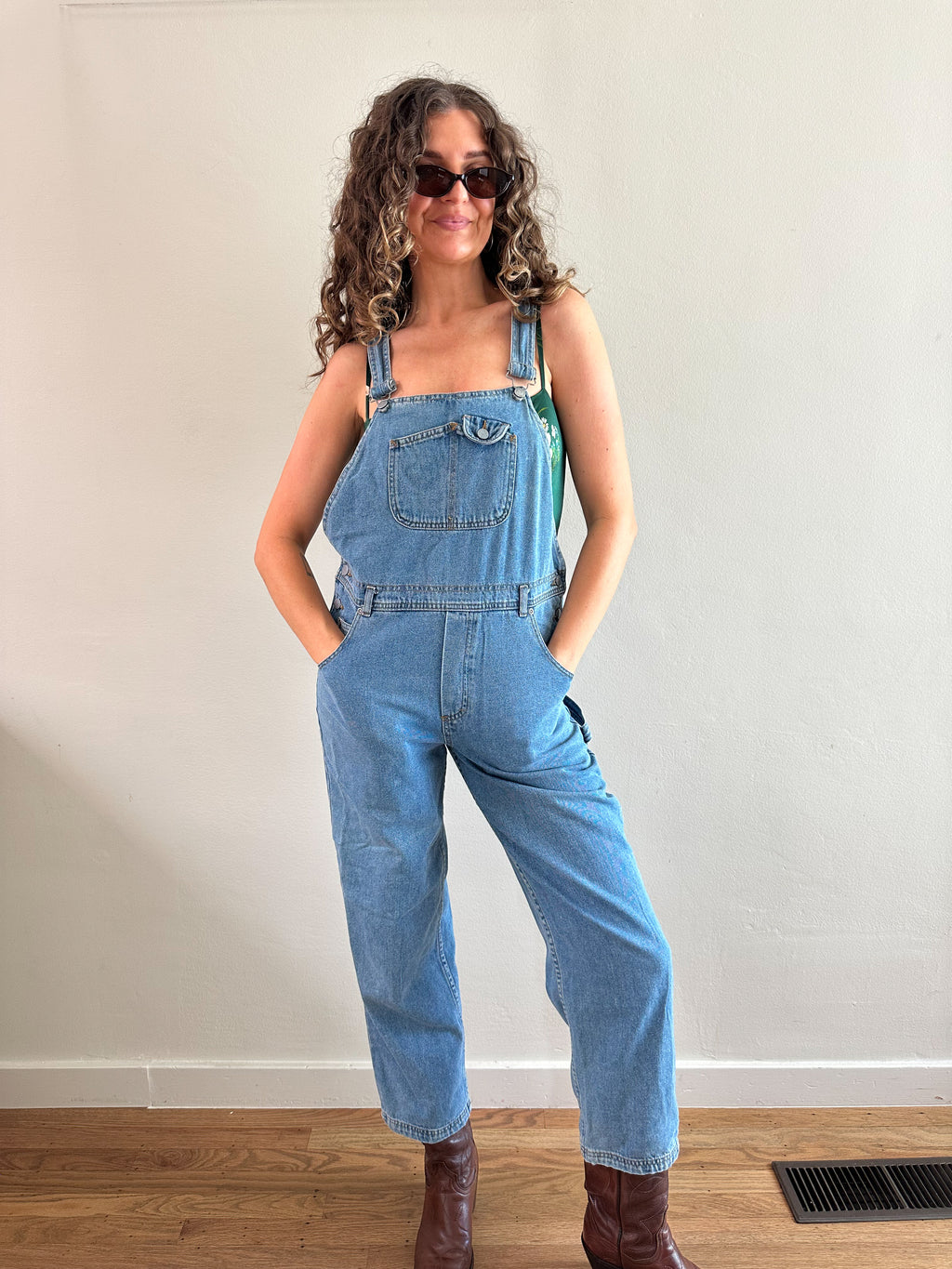 90s Espirit Medium Wash Denim Utility Overalls