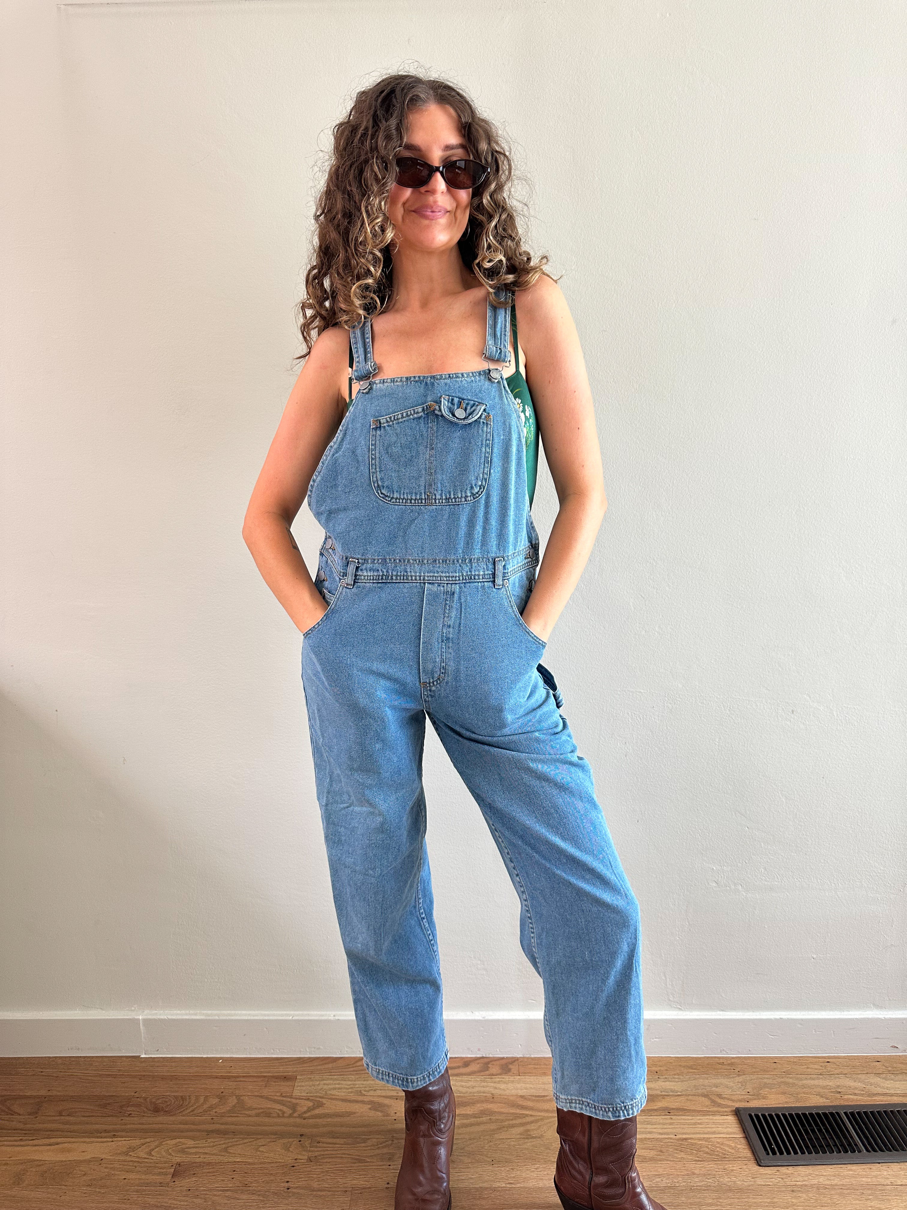 90s Espirit Medium Wash Denim Utility Overalls