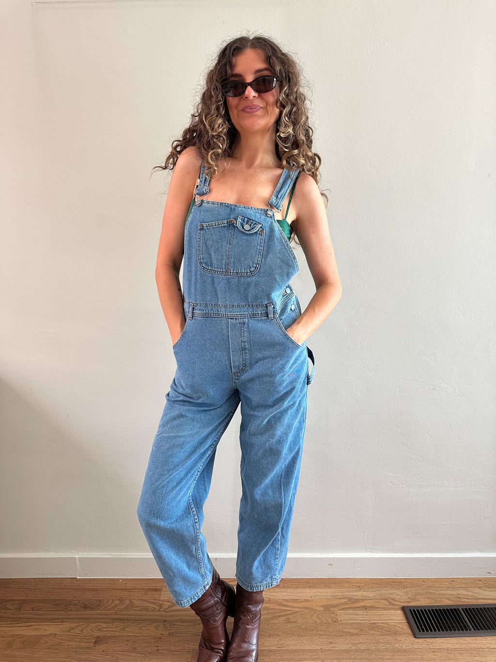 90s Espirit Medium Wash Denim Utility Overalls