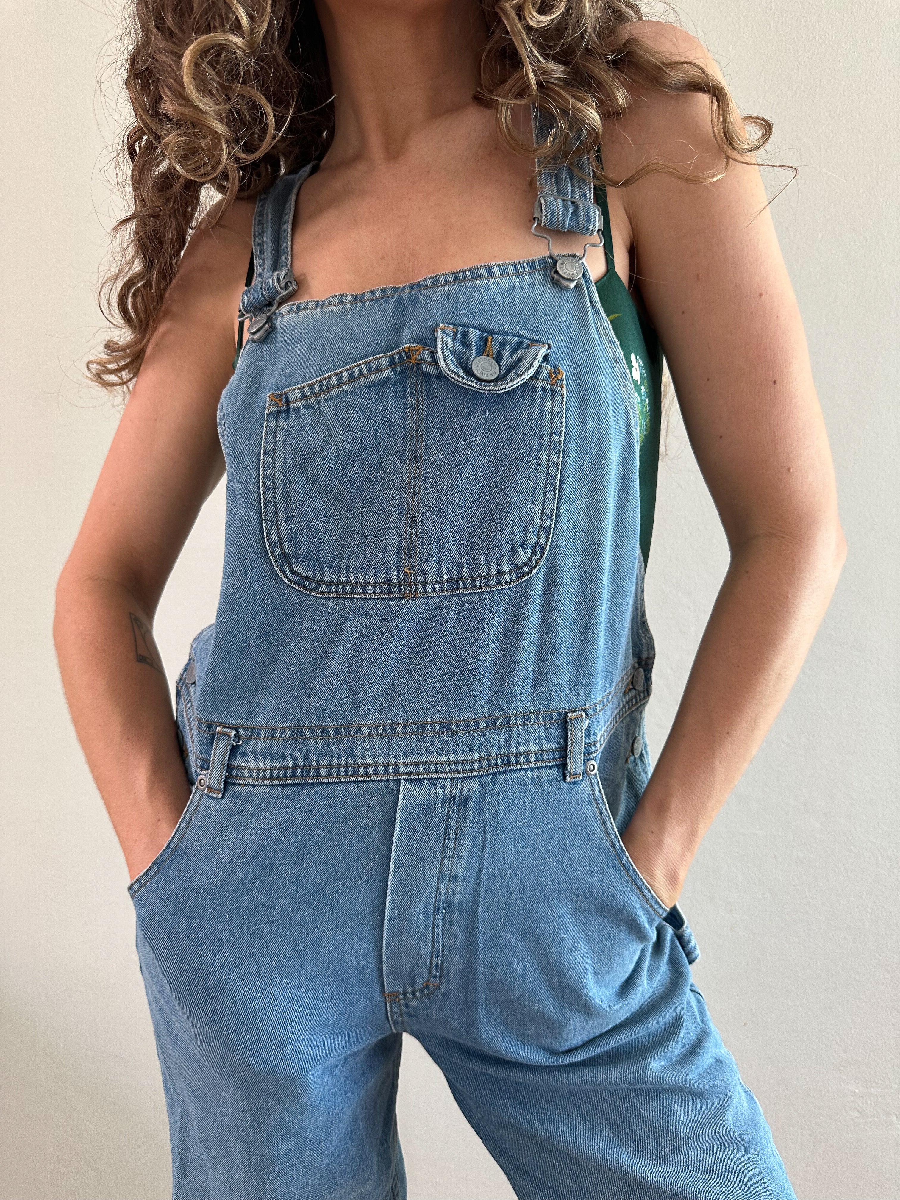 90s Espirit Medium Wash Denim Utility Overalls