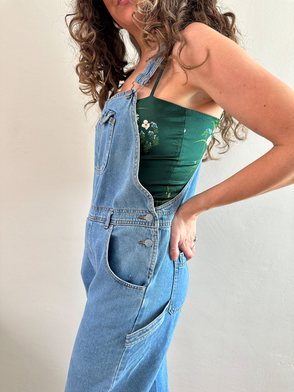 90s Espirit Medium Wash Denim Utility Overalls