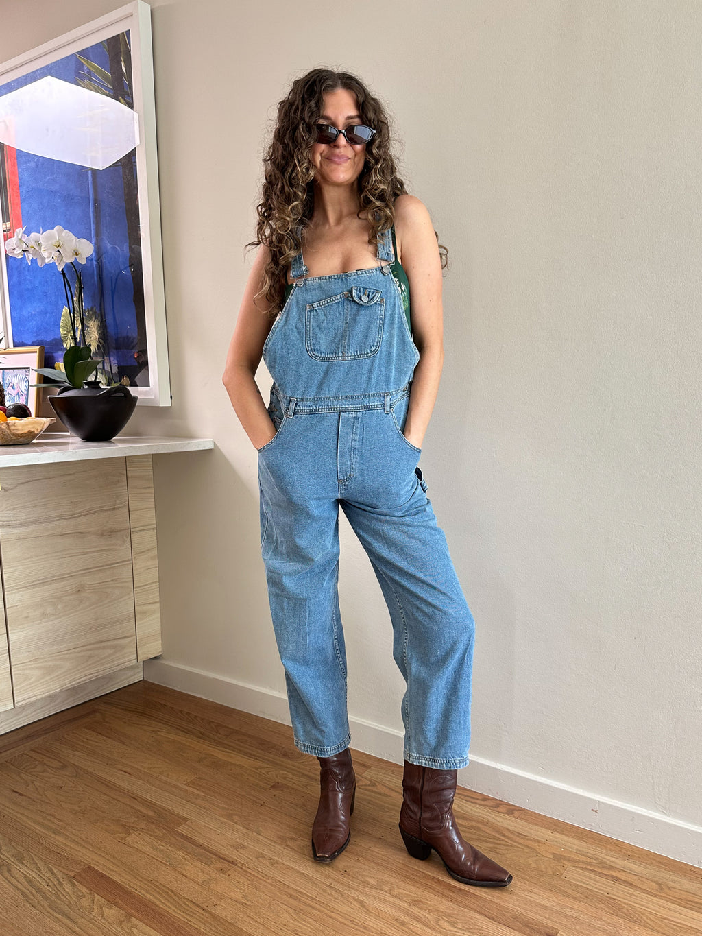 90s Espirit Medium Wash Denim Utility Overalls