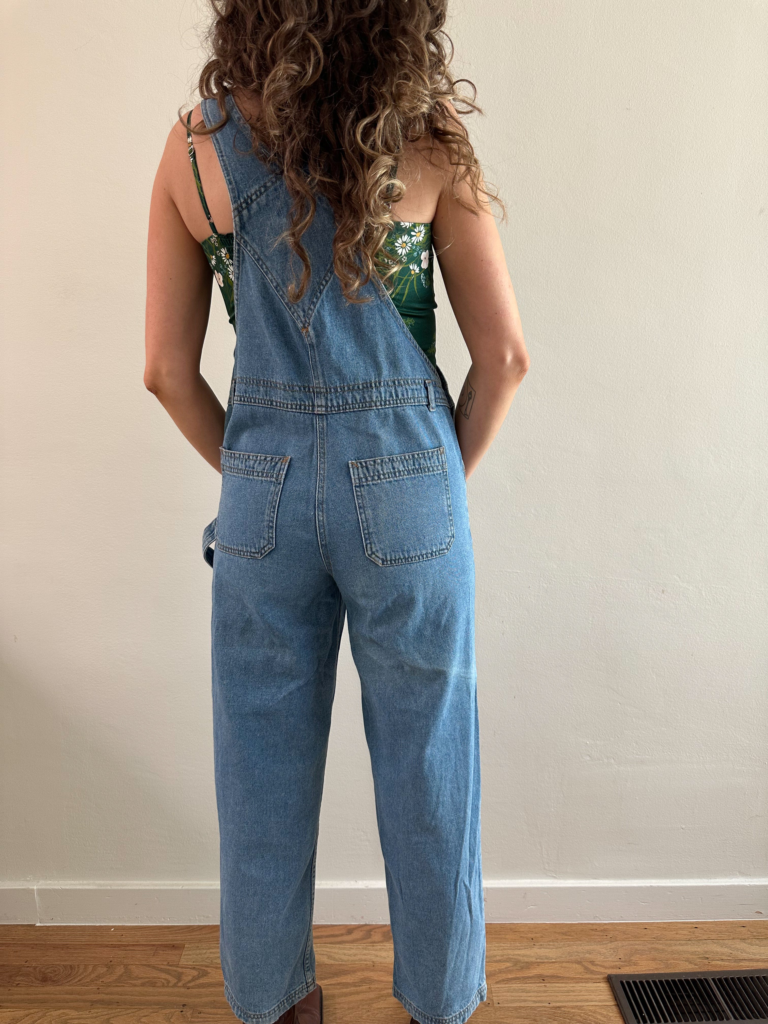 90s Espirit Medium Wash Denim Utility Overalls