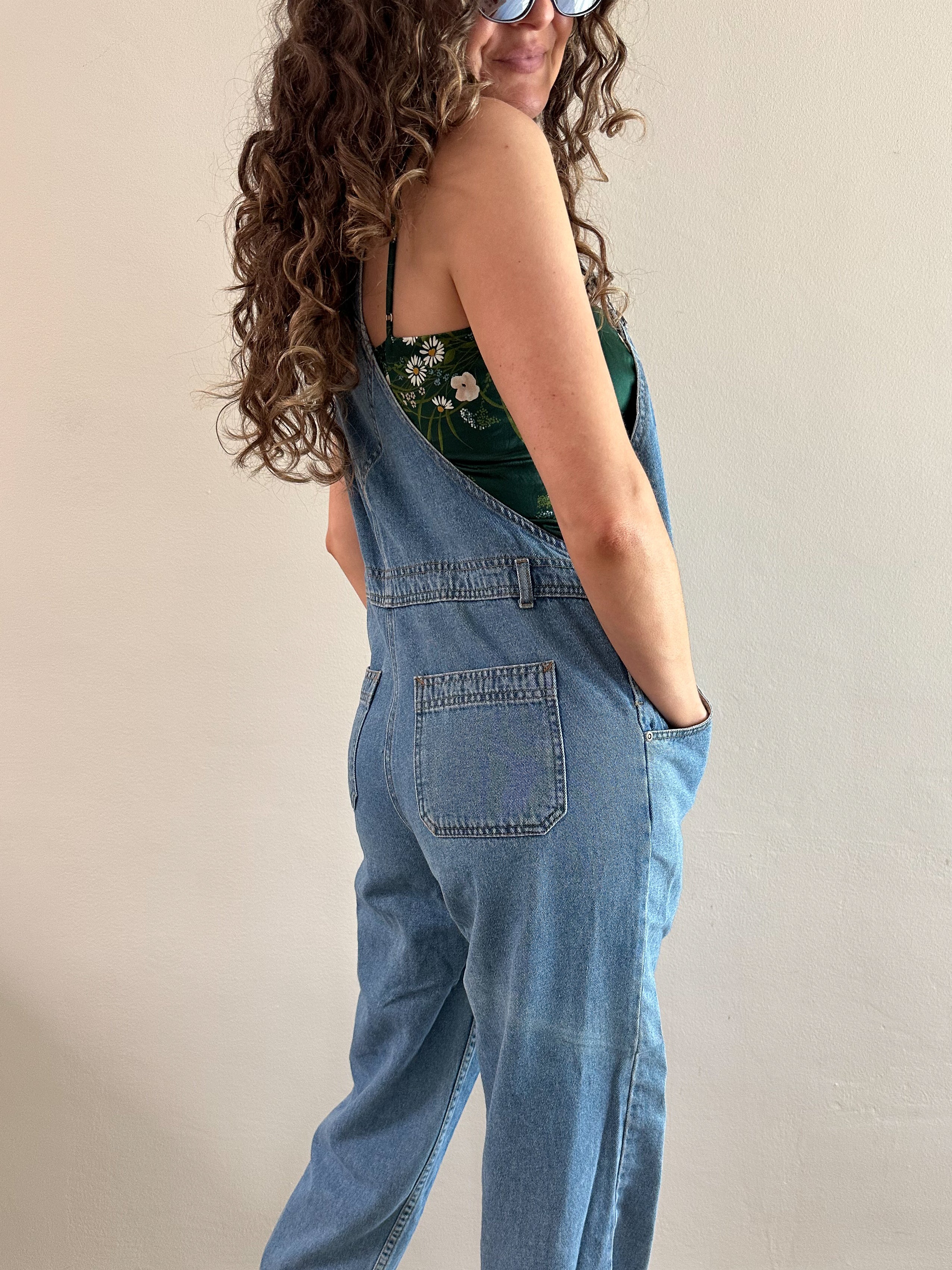 90s Espirit Medium Wash Denim Utility Overalls