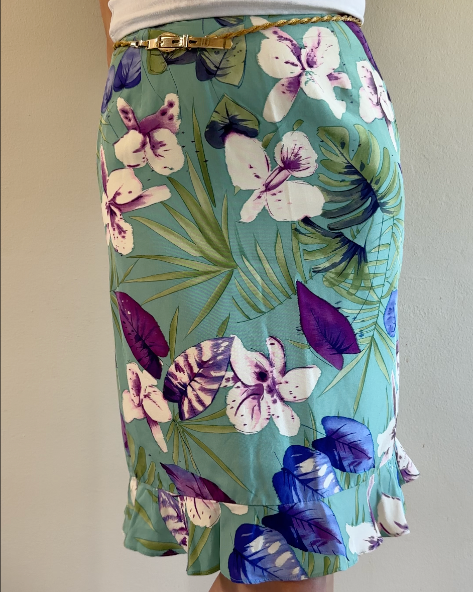 Saks Fifth Avenue Ruffle Hem Silk Midi Skirt