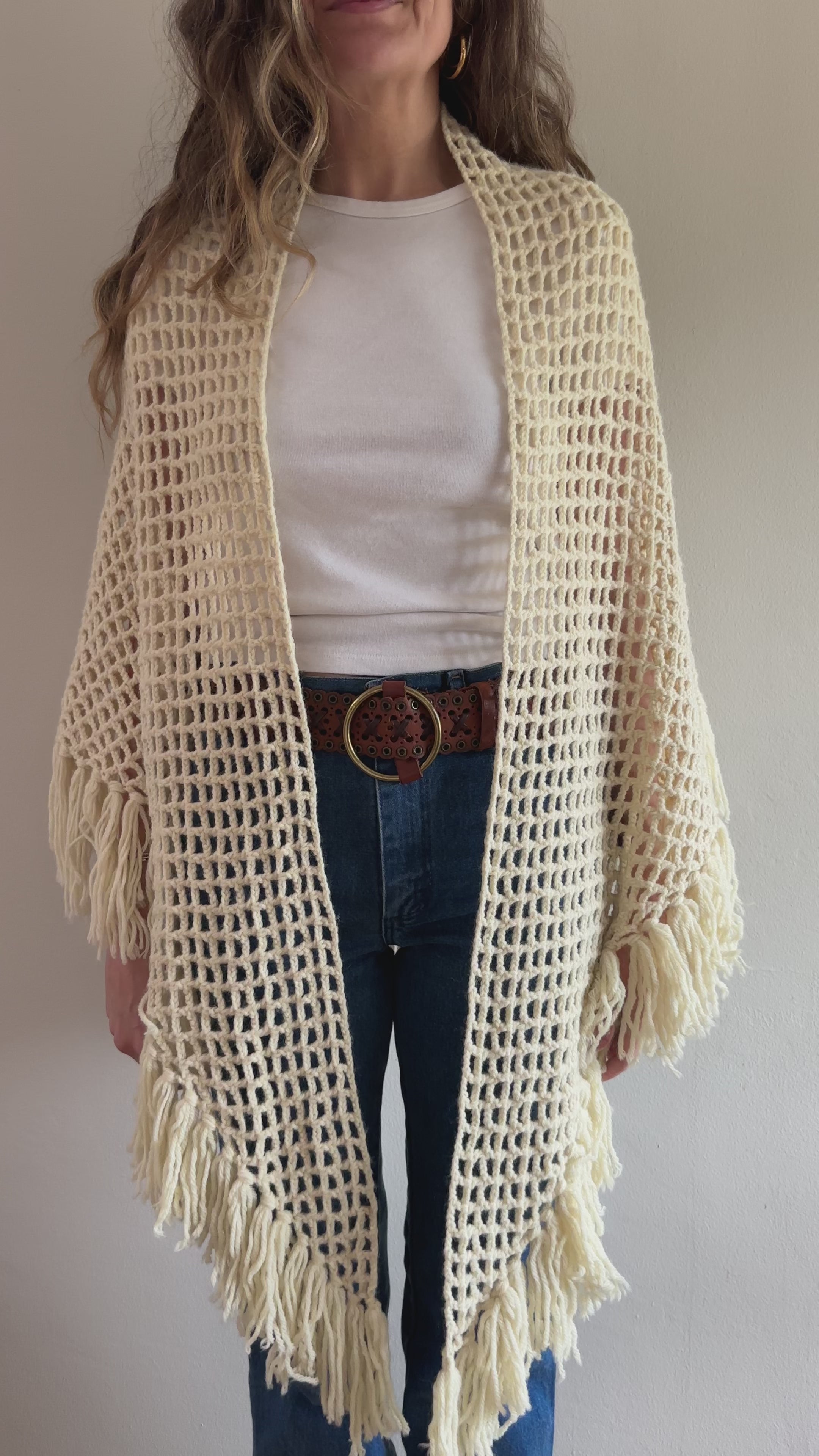 Open-Weave Fringe Poncho