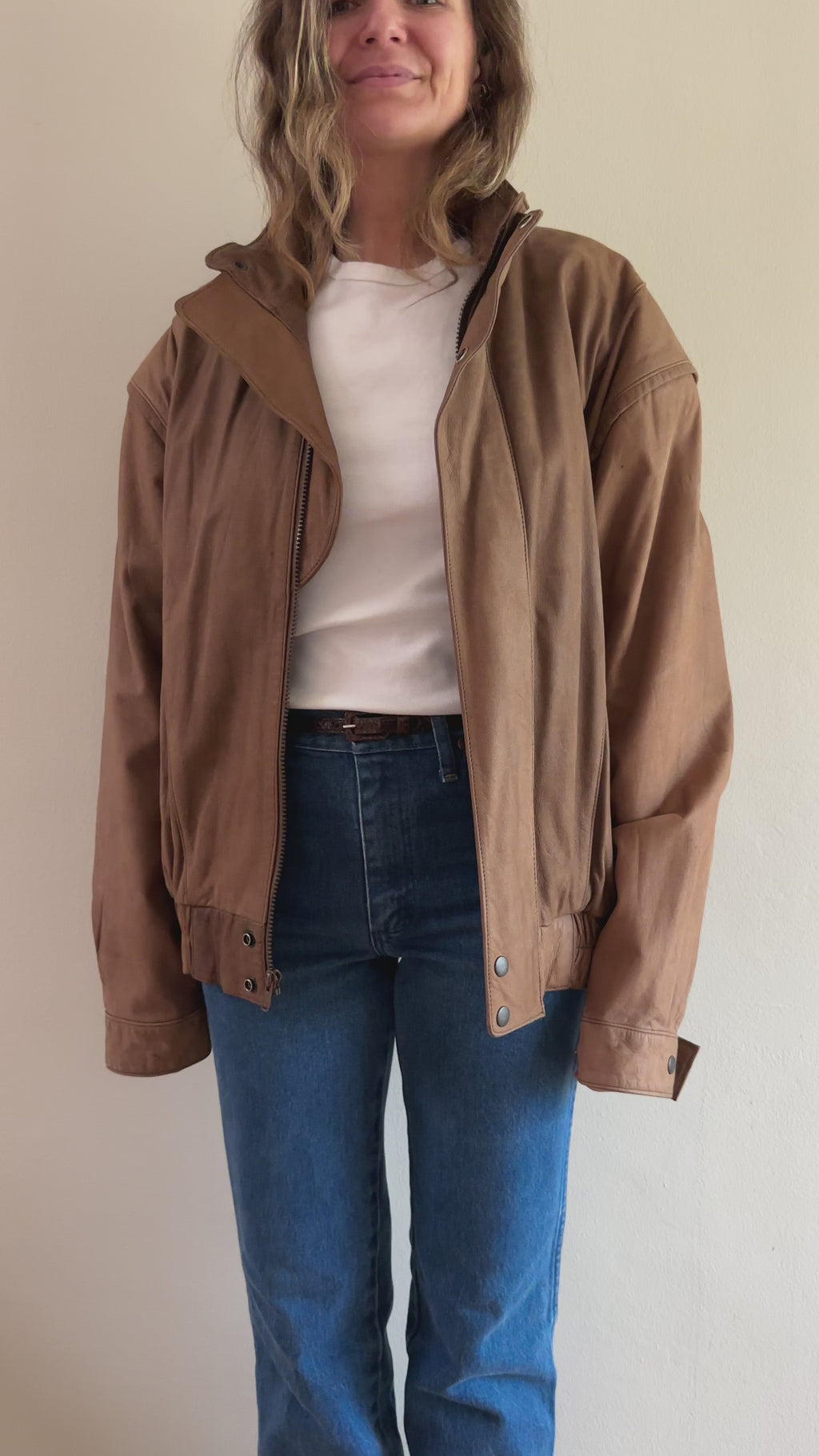 Members Only Leather Funnel Neck Jacket