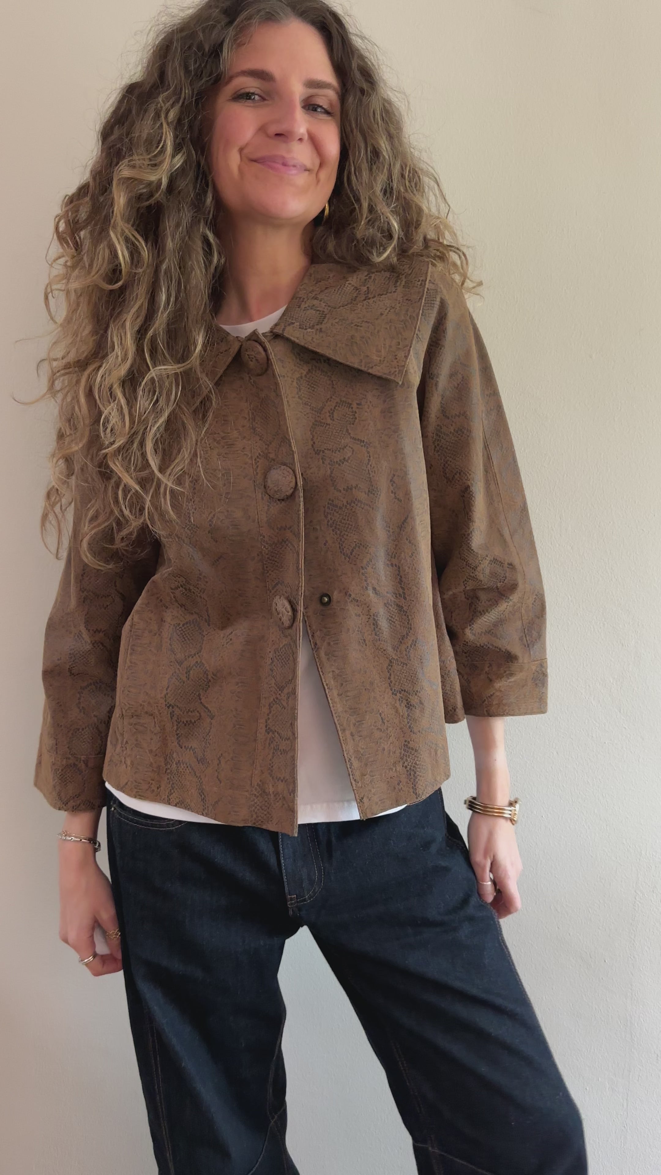 Deadstock Snake Print Leather Jacket