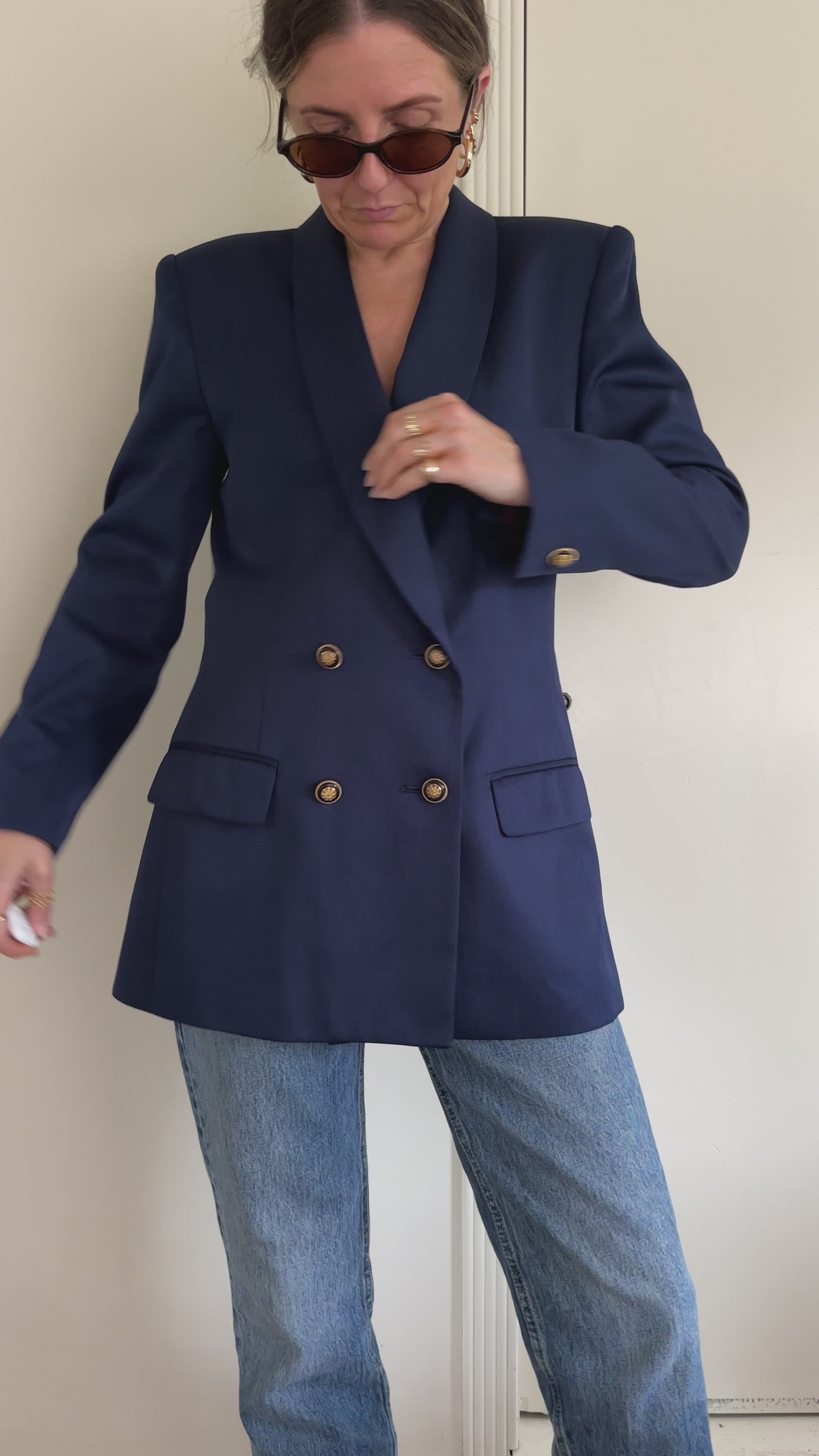 Double-Breasted Navy Blazer