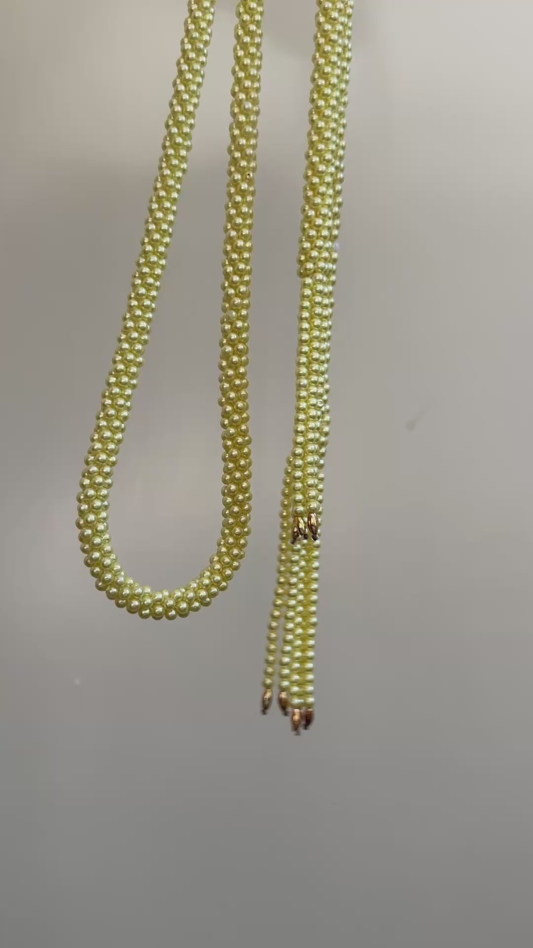 Yellow Pearl Beaded Tie Belt