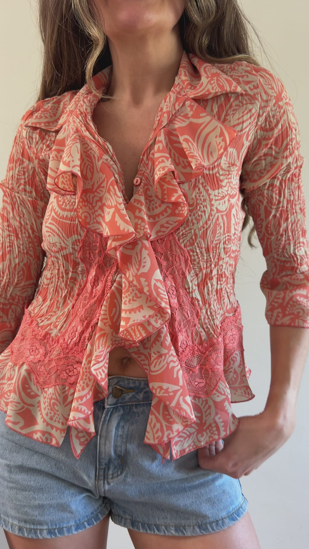 Y2K Allison Taylor Paisley Ruffle Blouse