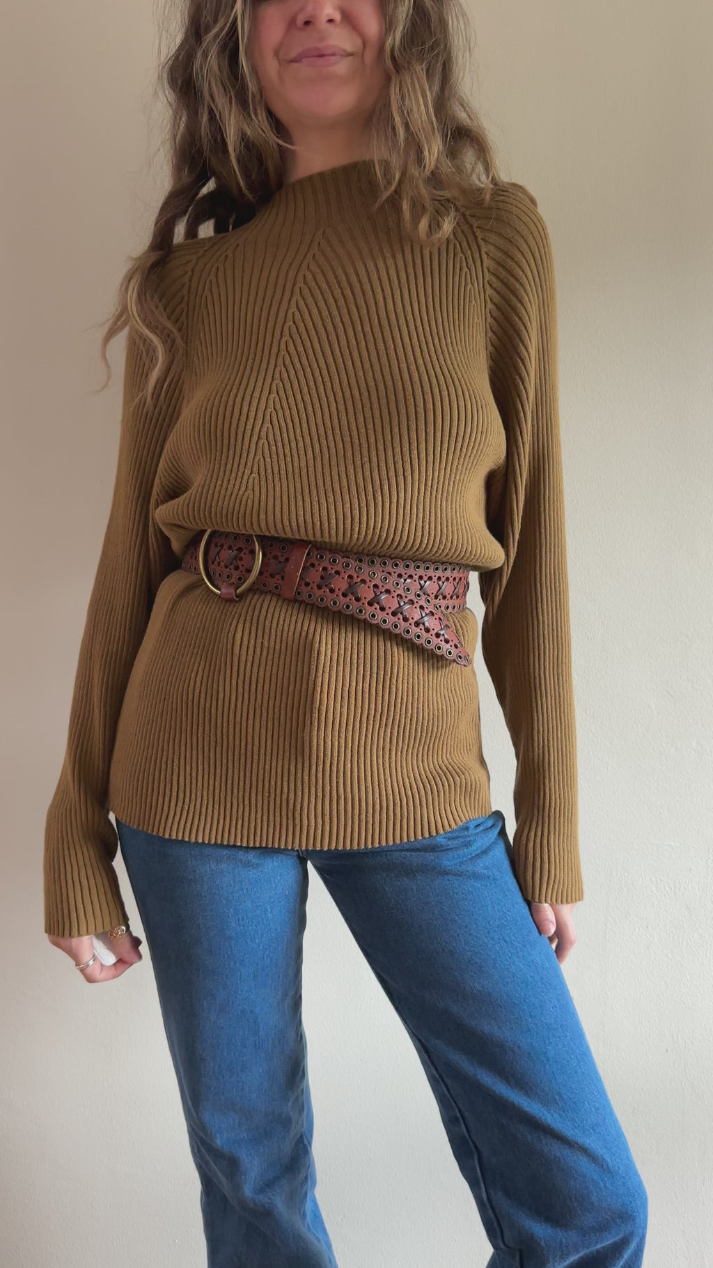 Ribbed Mock Neck Knit Top