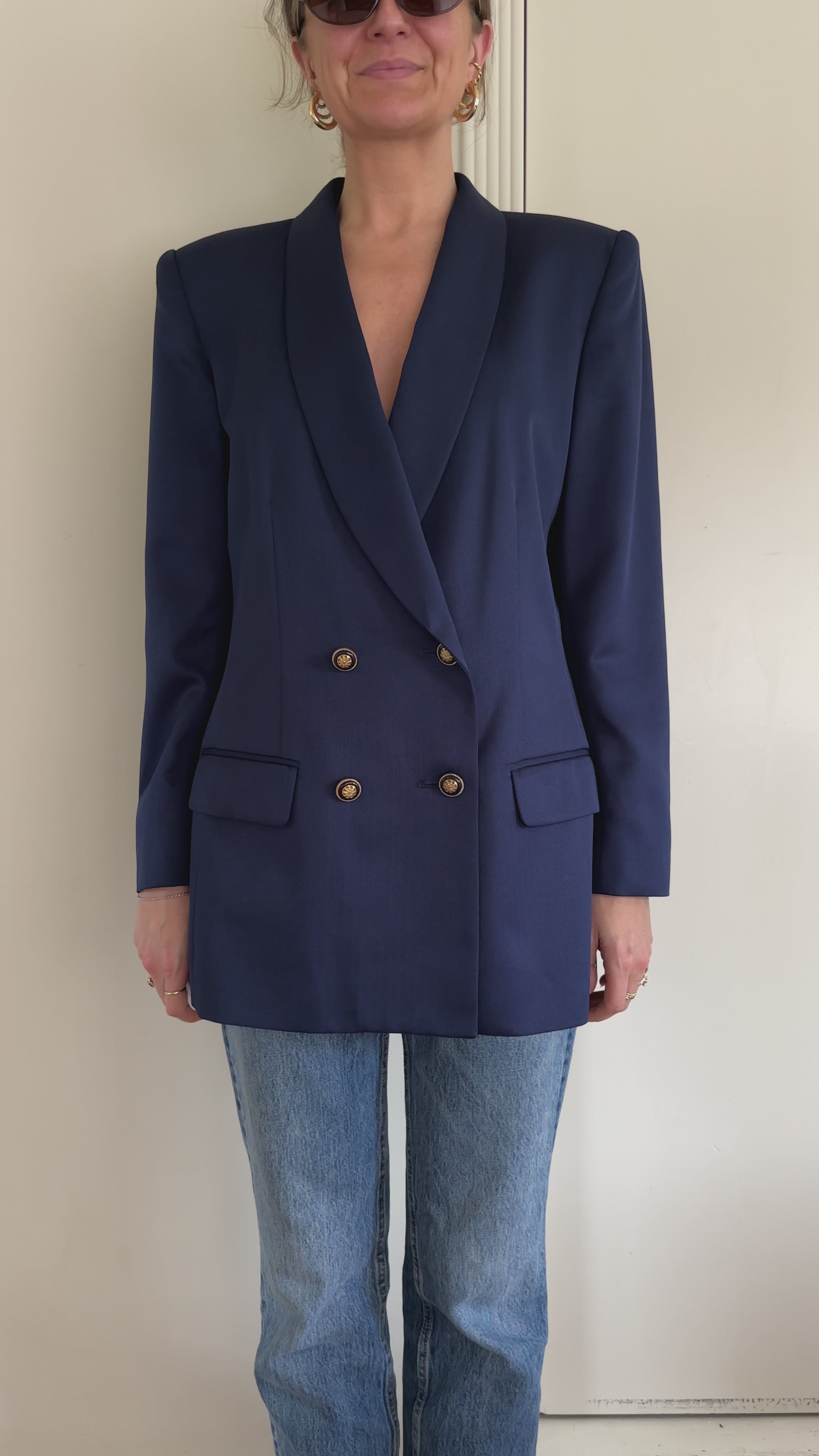 Double-Breasted Navy Blazer