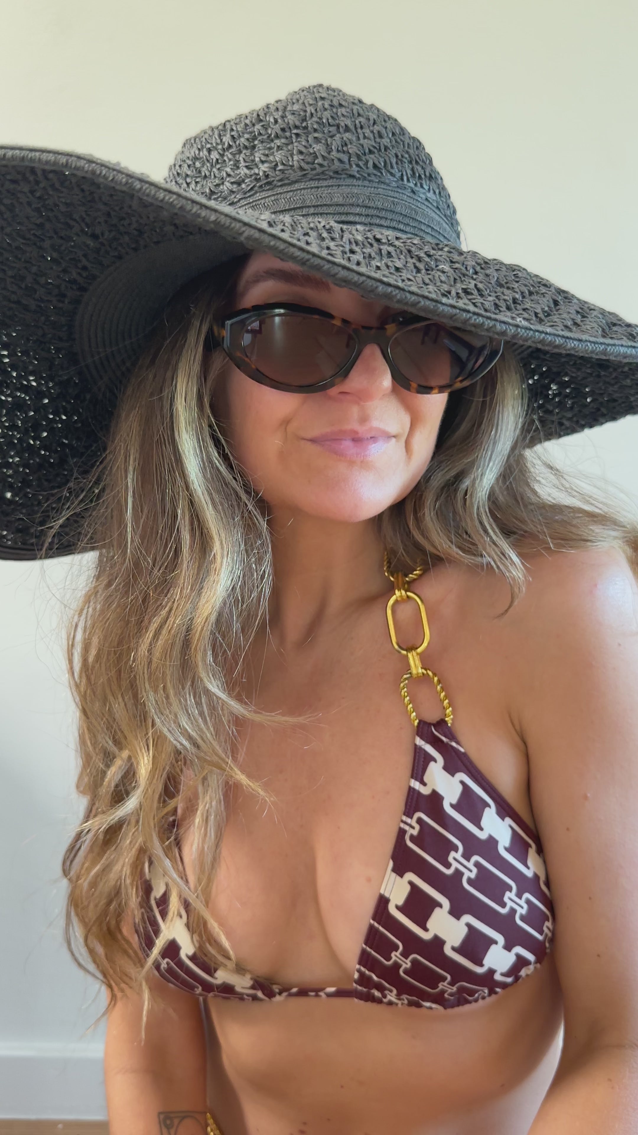 Nine West Wide Brim Straw Sun Hat