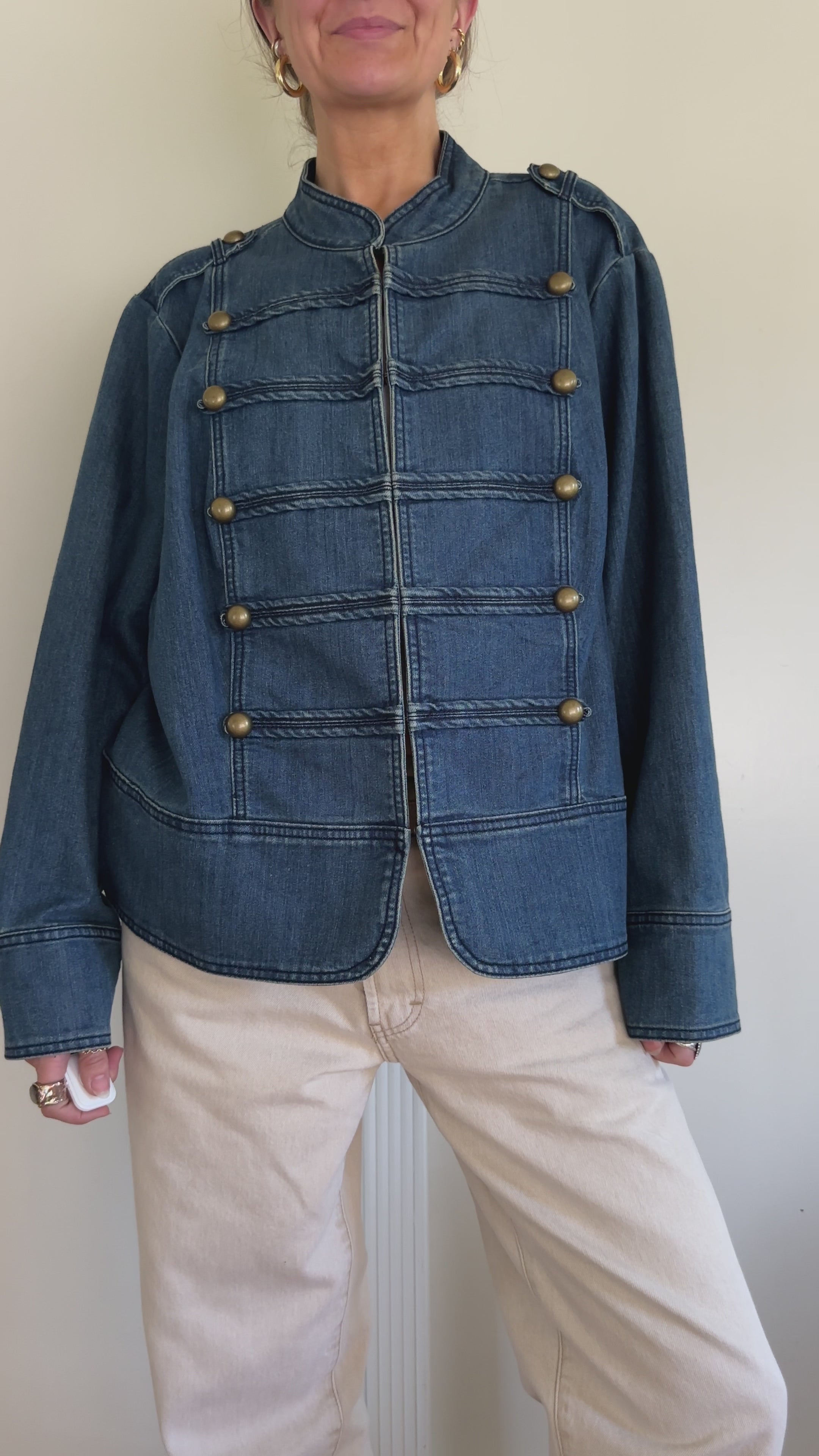 Military-Style Denim Jacket