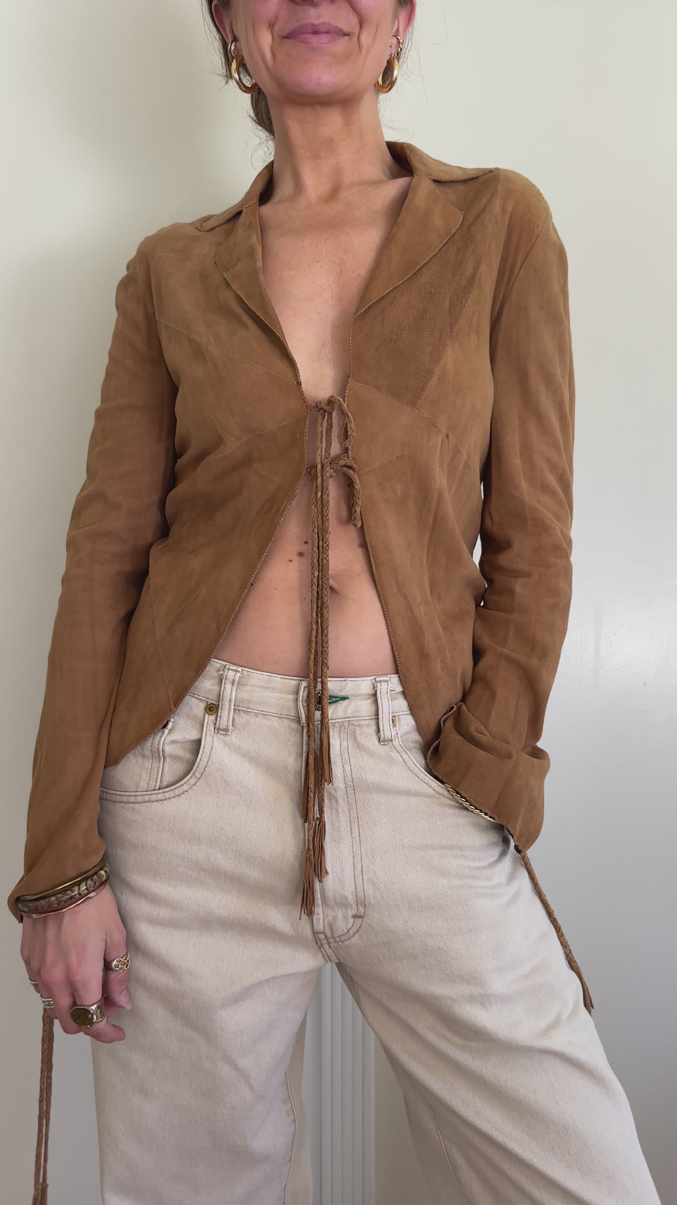 Goat Suede Lace-Up Top