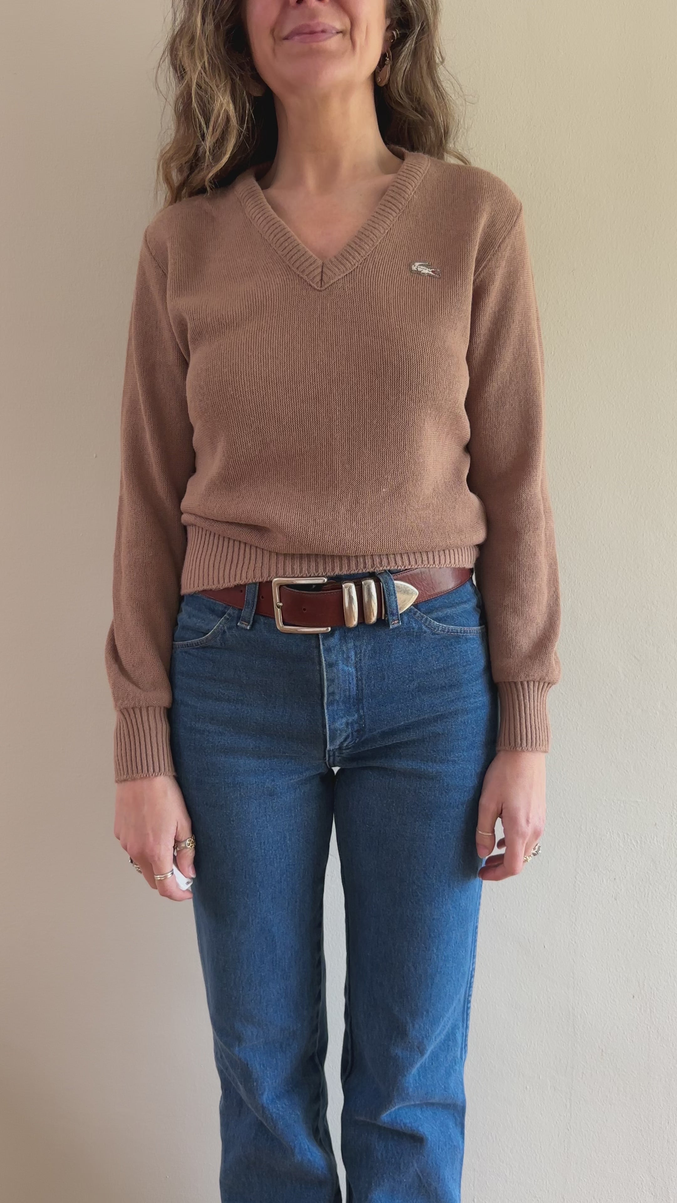 70s Lacoste V-Neck Knit Sweater