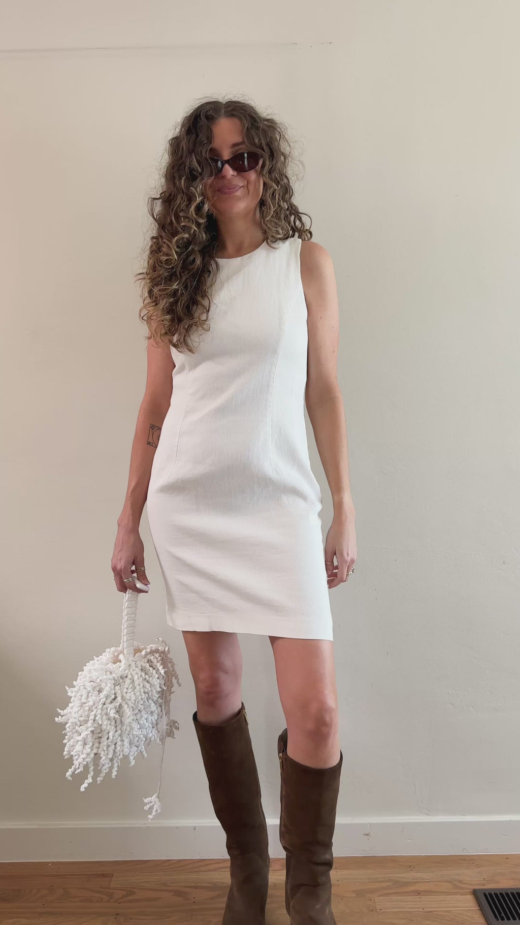 90s White Crossback Sheath Dress