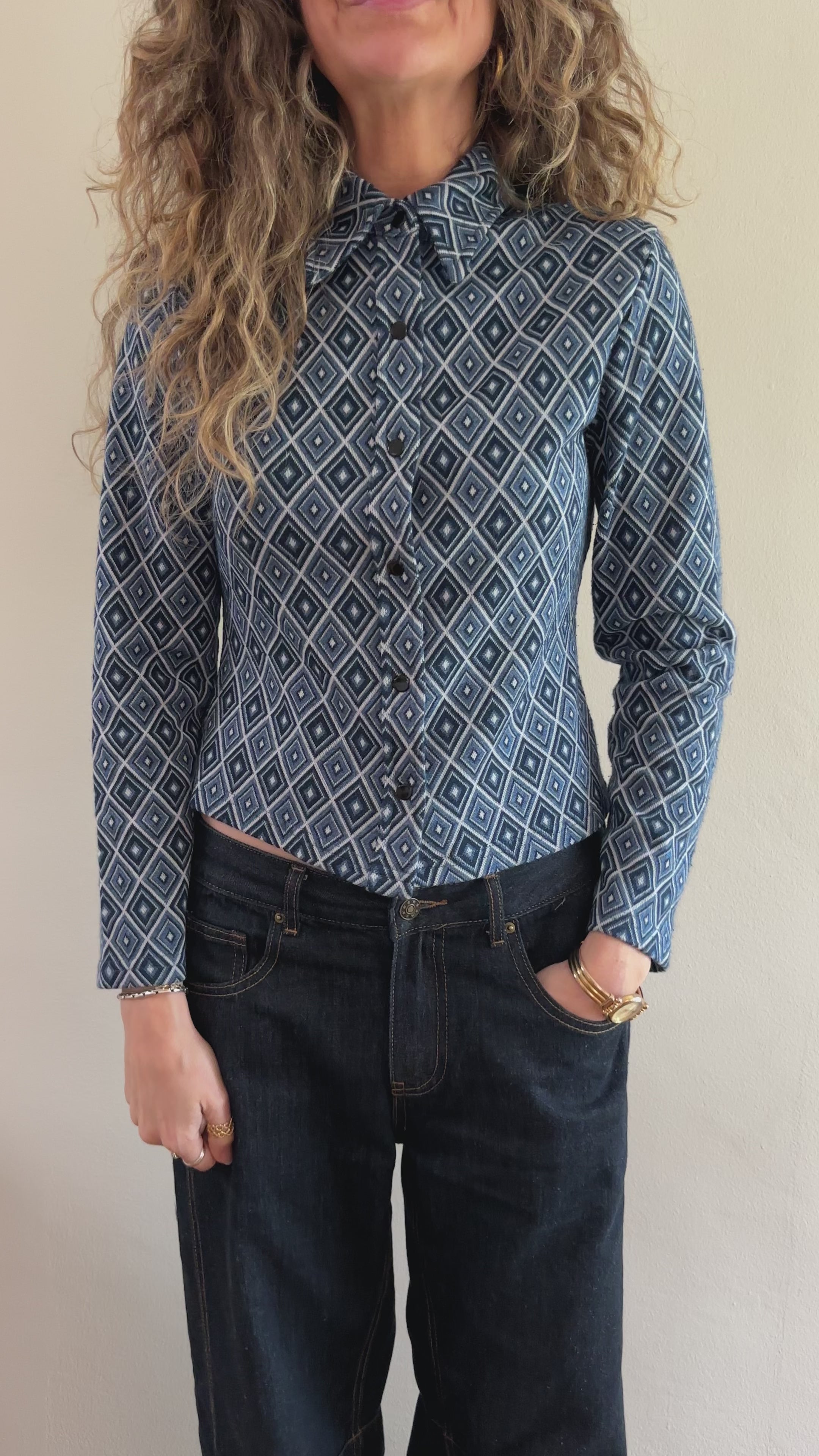 90s Geometric Knit Top