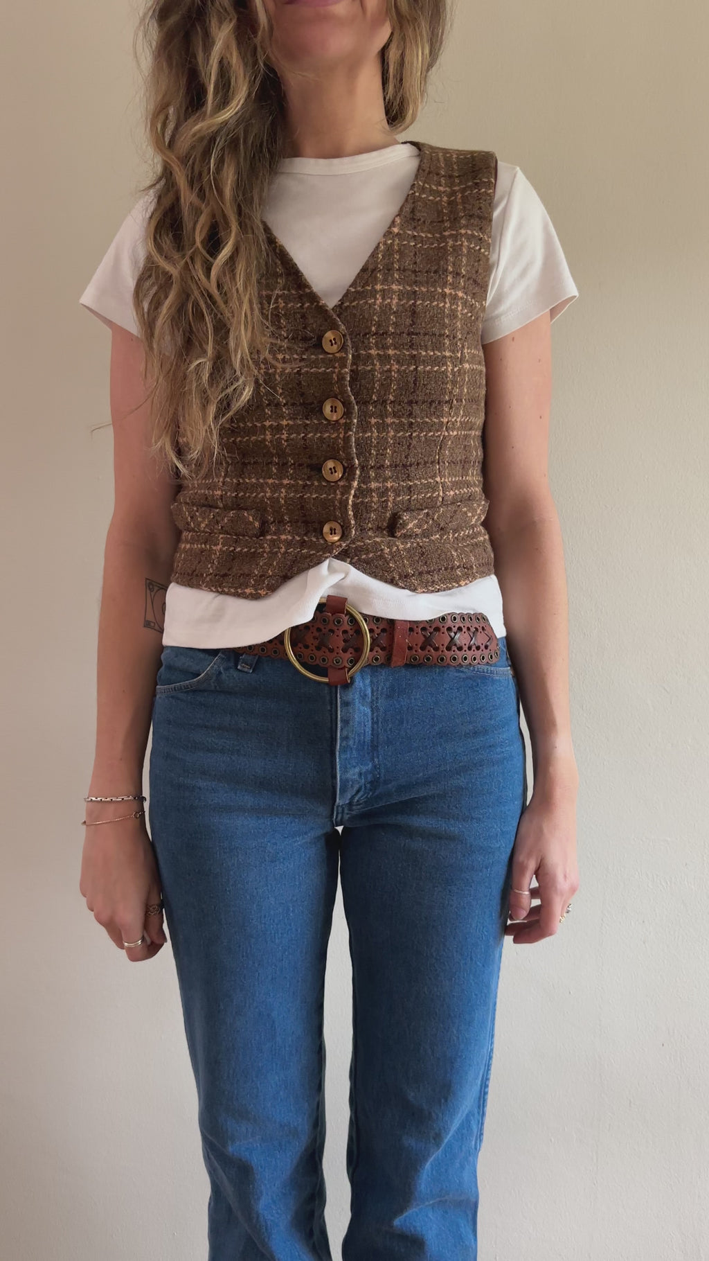 Vintage Wool Plaid Vest