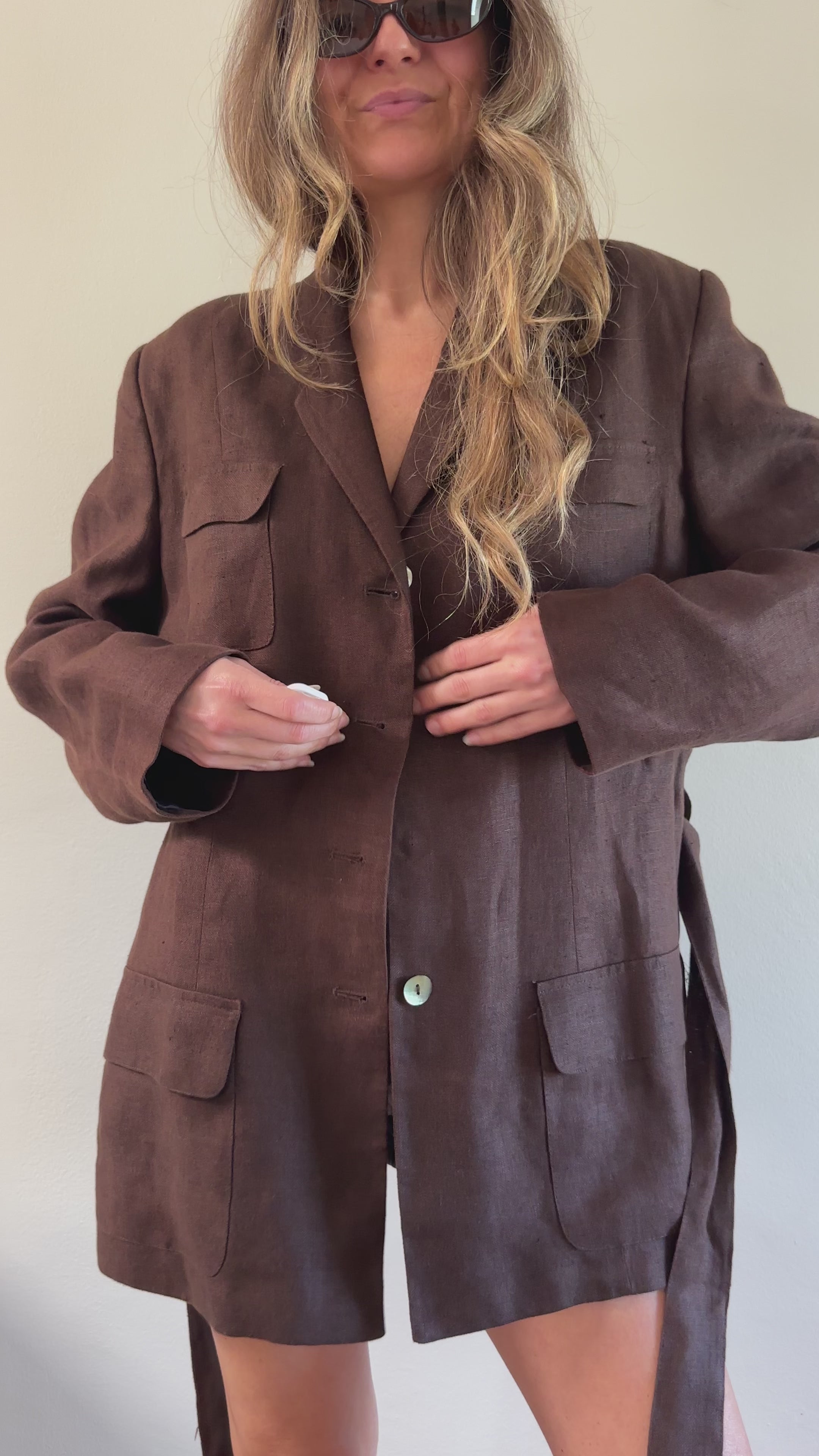 Linen Belted Blazer