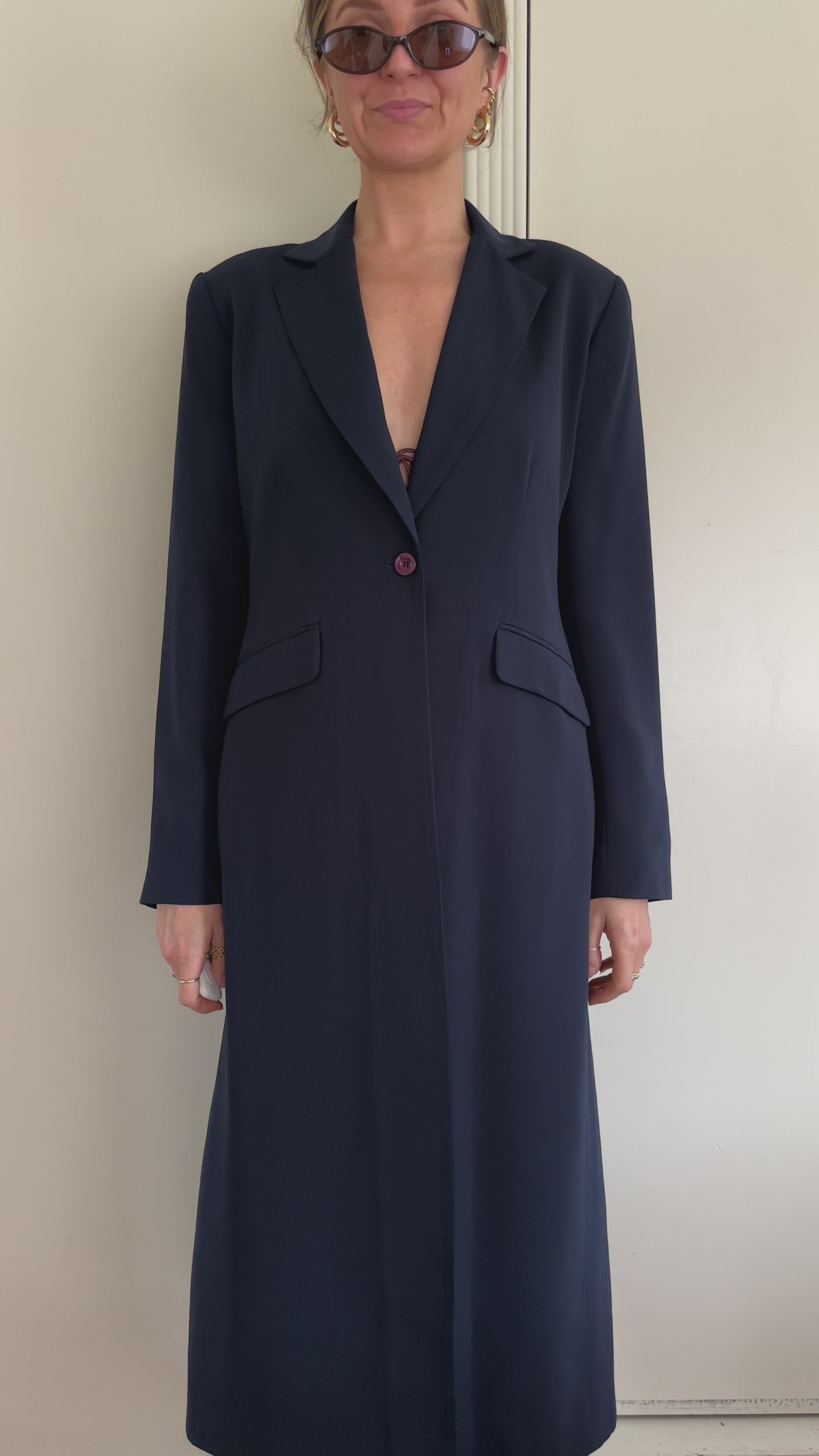 Longline Navy Blazer Jacket
