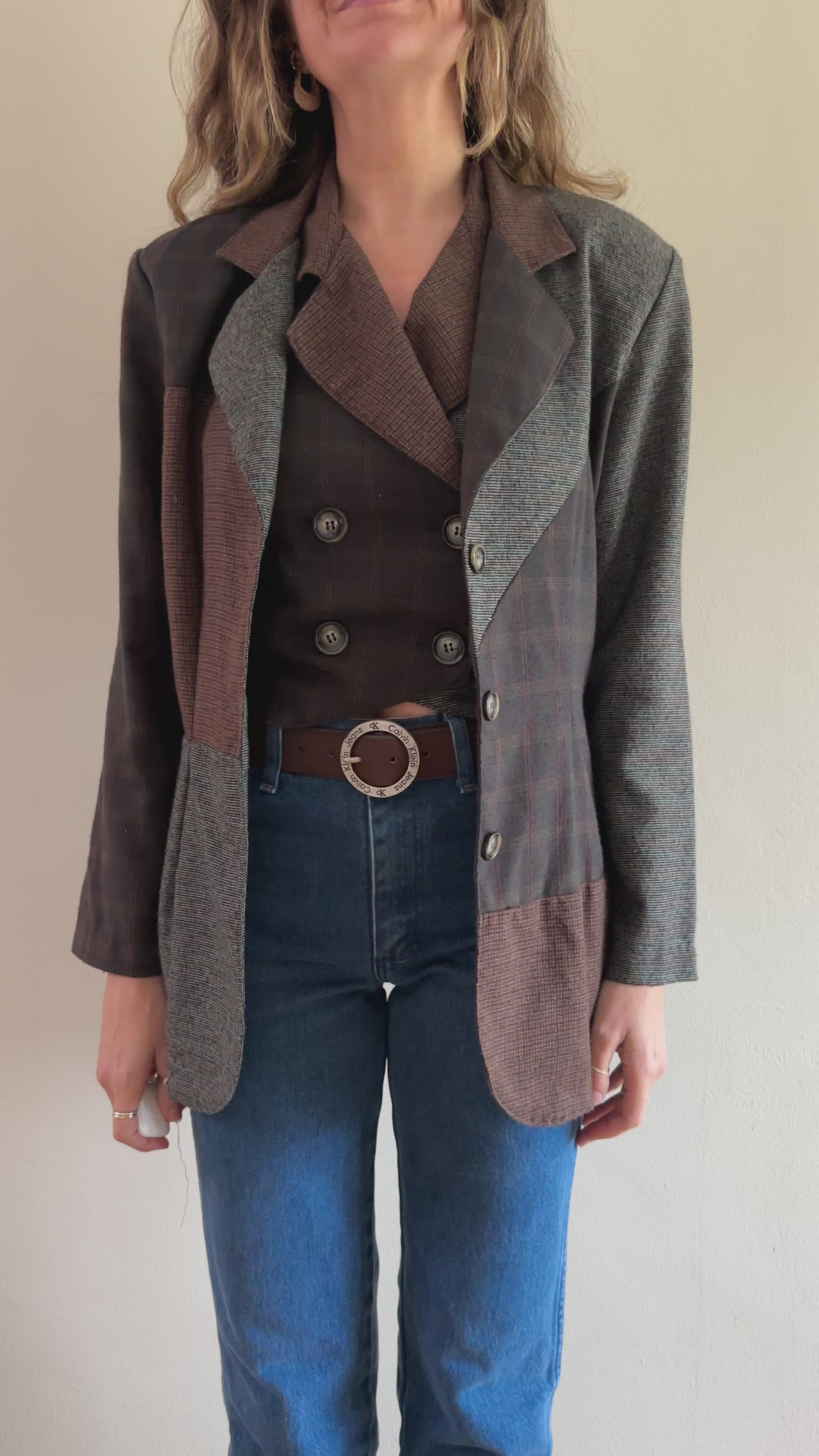 Patchwork Vest & Blazer Set